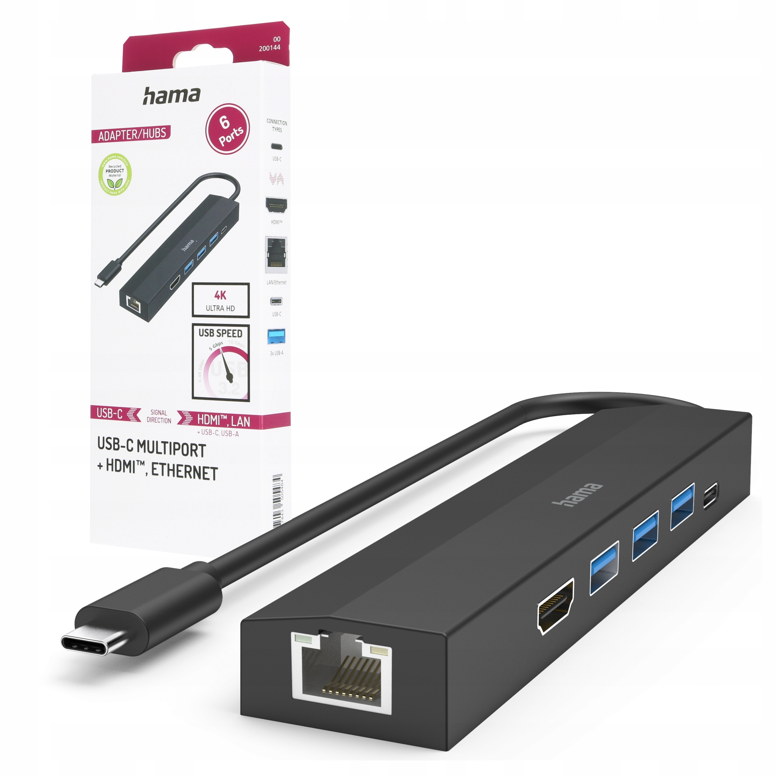 Hama Hub 5 portów 3 x Usb-a Sd micro Sd adapter Usb-c