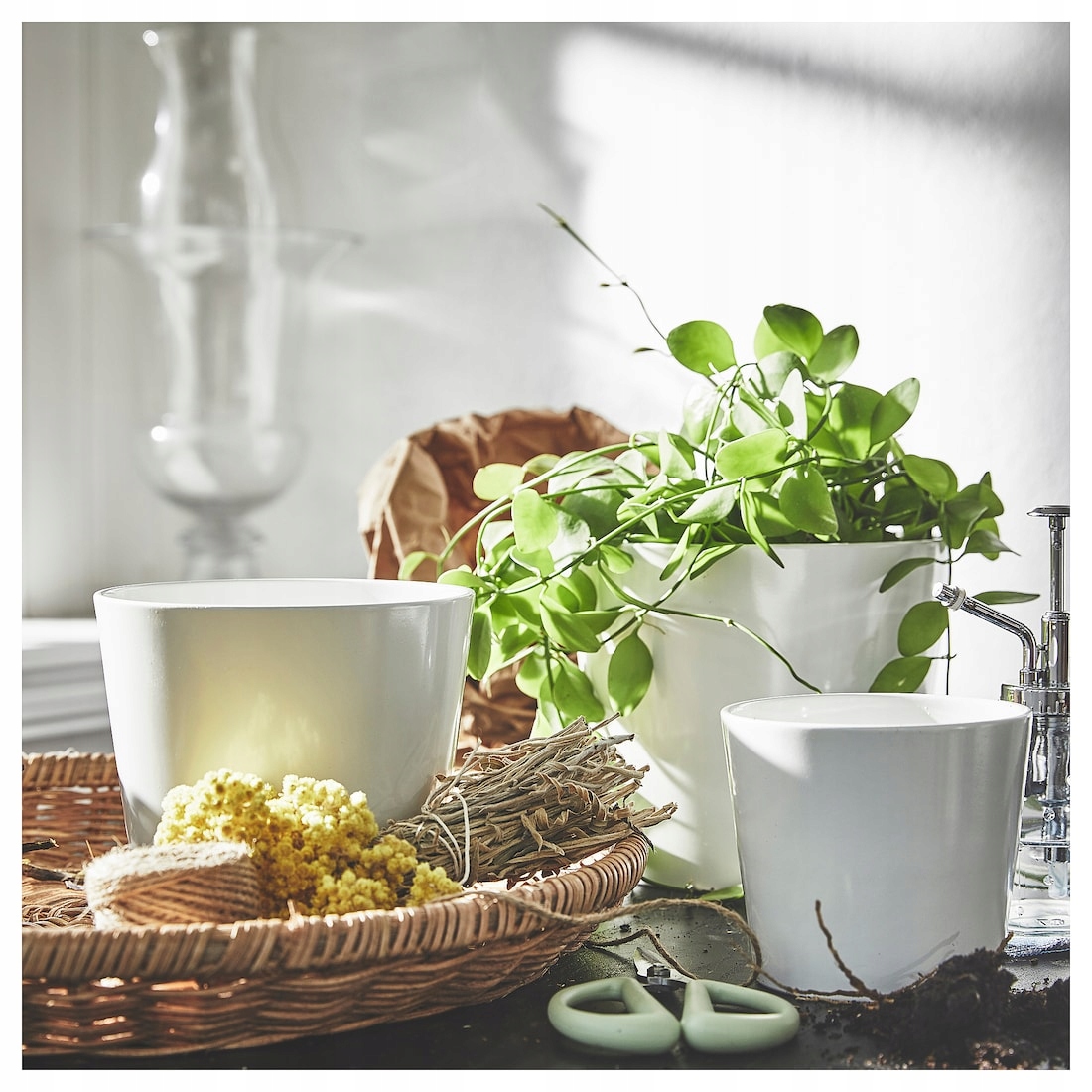 IKEA SOJABONA Osłonka doniczki biały 9 cm ceramika Marka Ikea