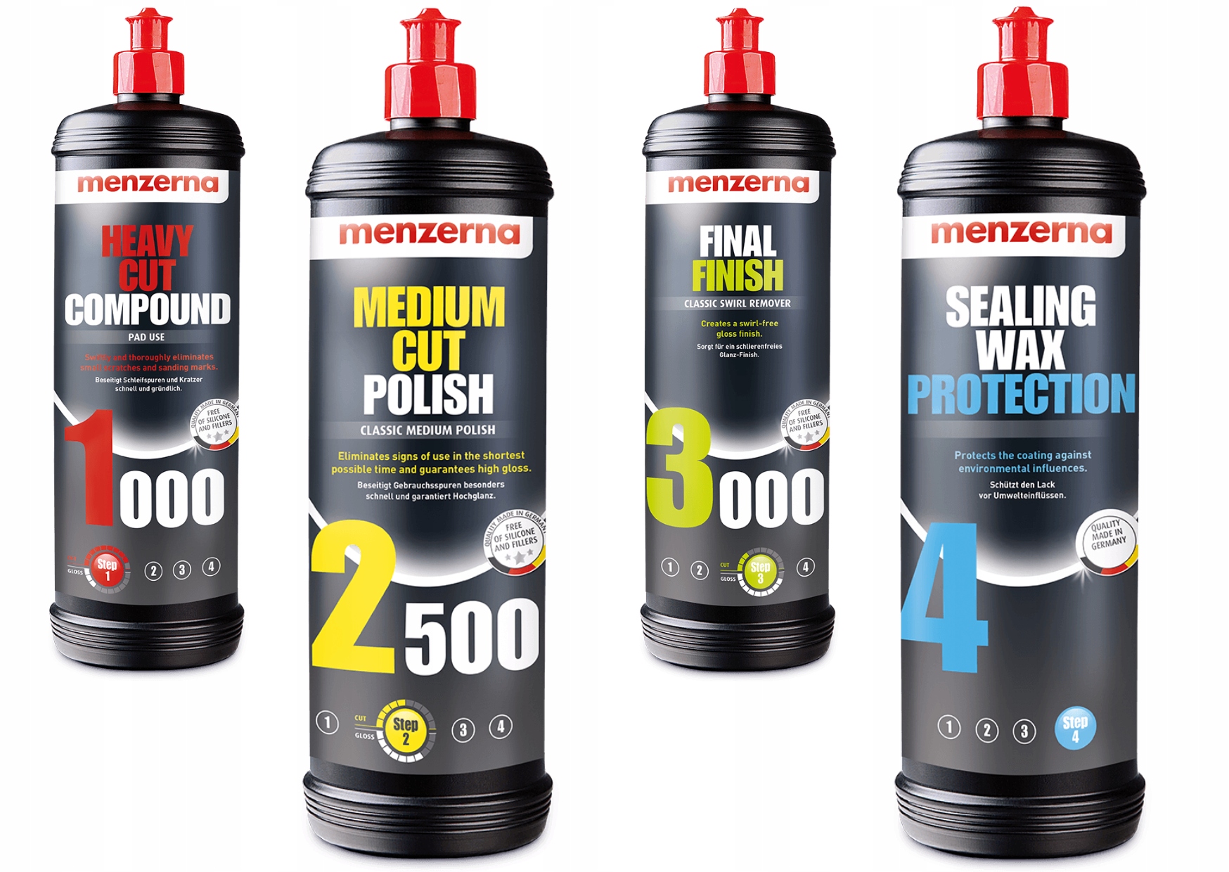 

Pasty Polerskie Menzerna 1000 2500 3000 Wosk 4W1