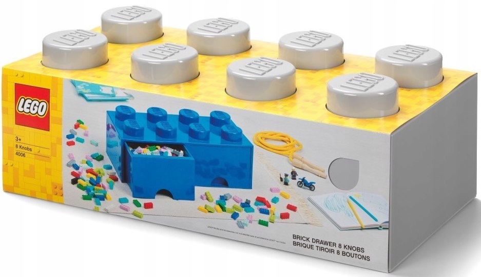 LEGO POJEMNIK KLOCEK 8 SZUFLADA SZARY PUDEŁKO Marka LEGO