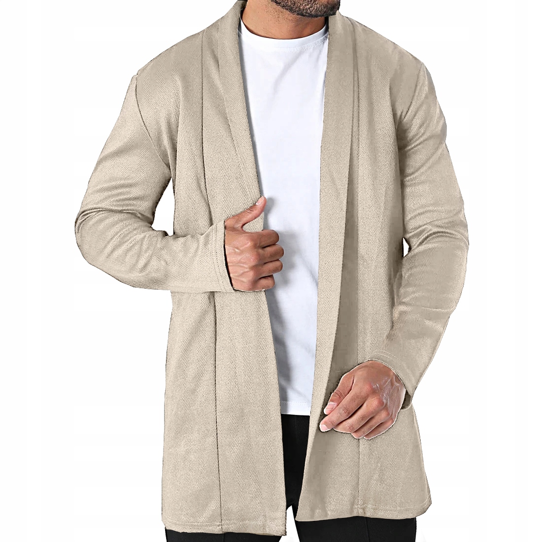 Přehoz Svetr Pánská Mikina Kardigan Lehký Prodloužený