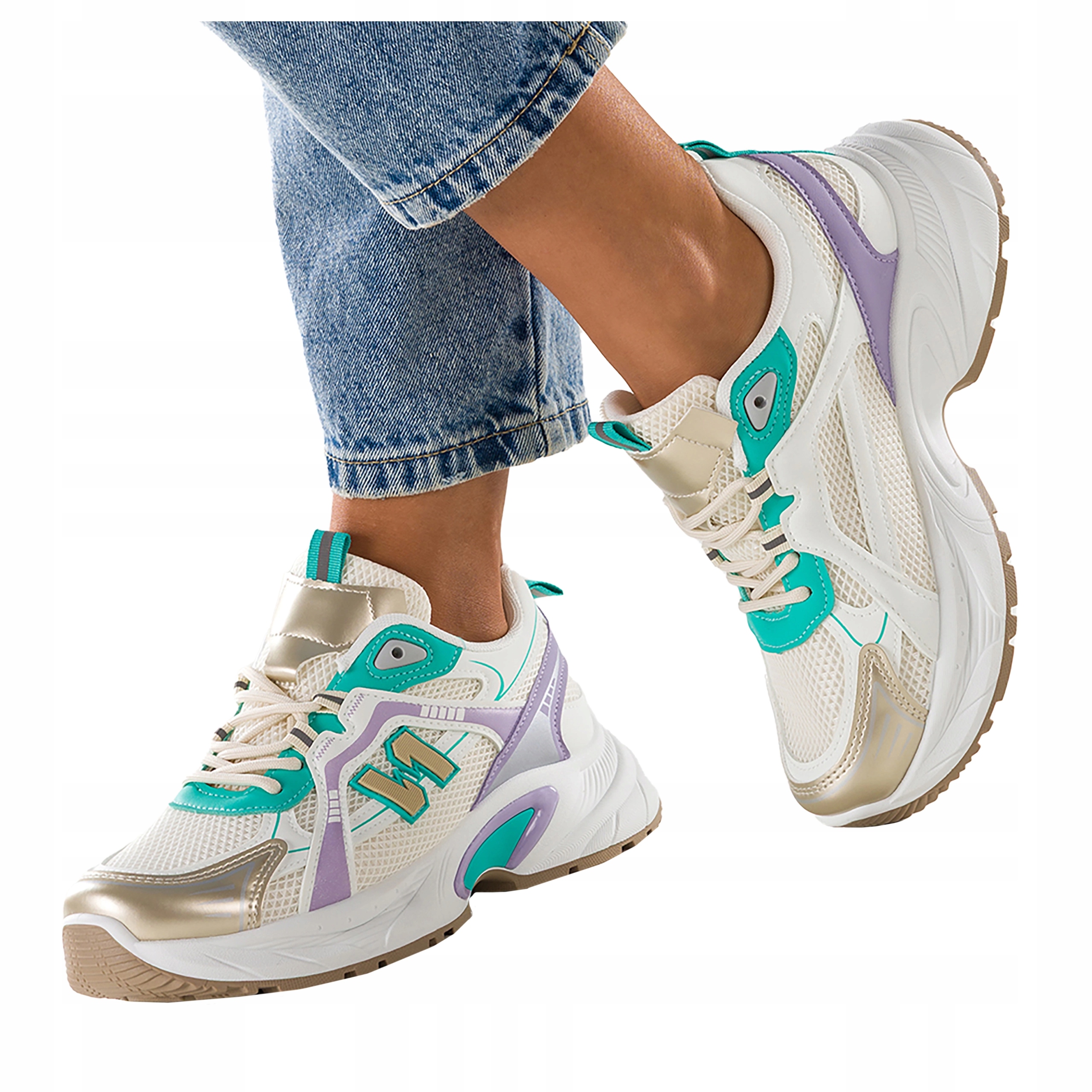 Krémové Tenisky Dámské sportovní běžecké platformy se šněrováním, velikost 39