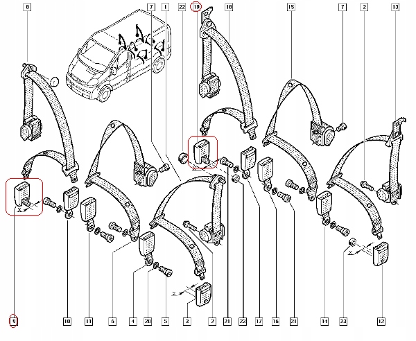 ZAPIECIE PASA BEZPIECZENSTWA TRAFIC VIVARO 2001 Weight with packaging 1 kg