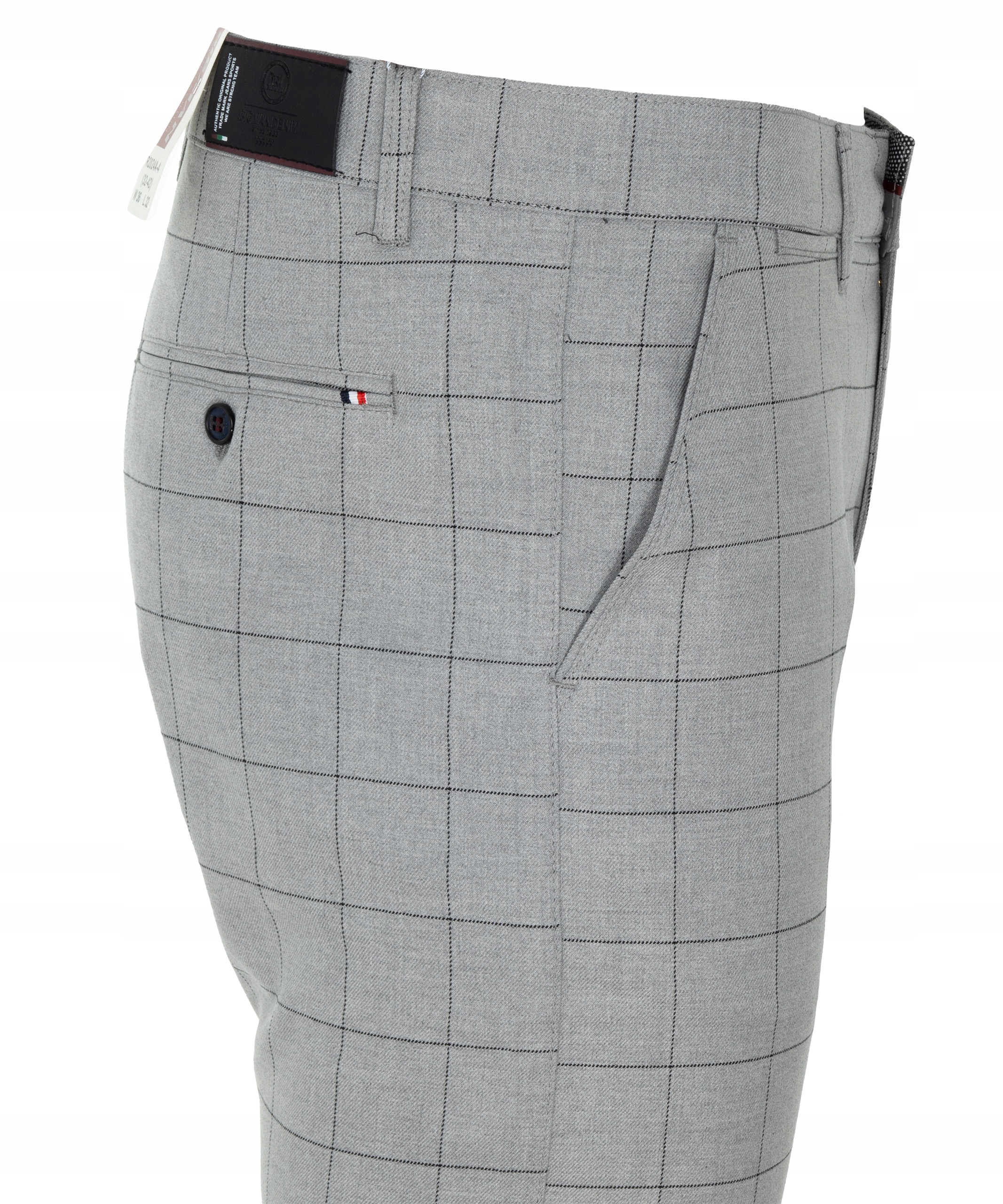 Spodnie Materiałowe Jasno-szare W Kratę W33