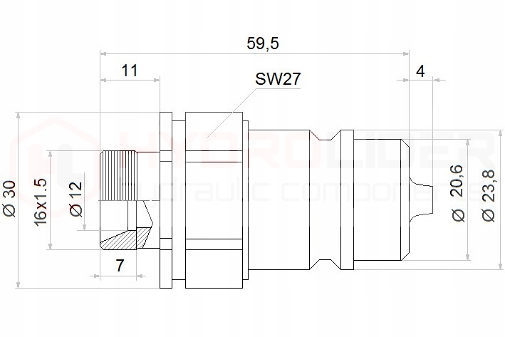 SZYBKOZŁĄCZE HYDRAULICZNE ZŁĄCZE EURO WTYCZKA M16 Numer katalogowy części 1.60.55.128
