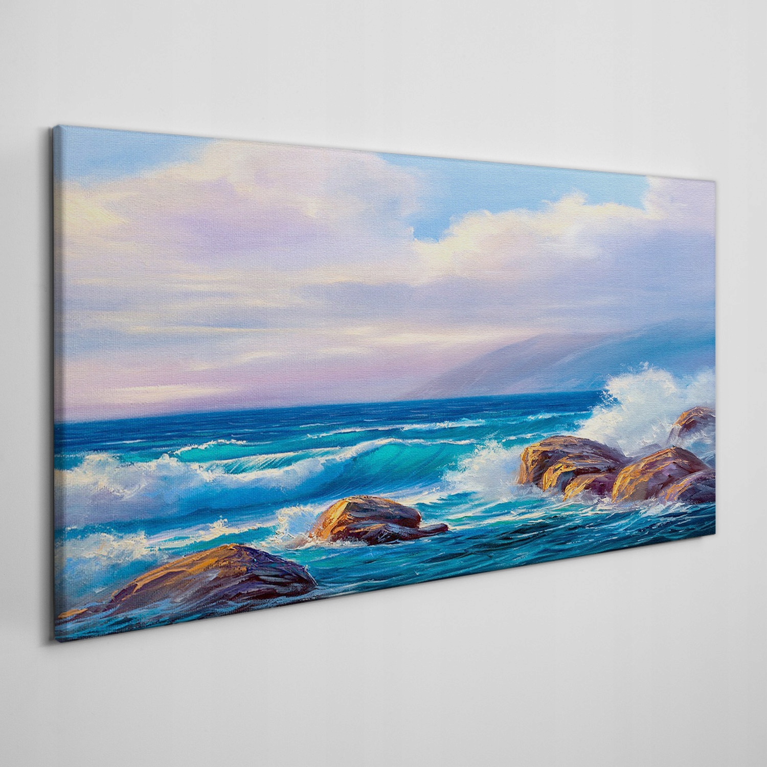 

Obraz na płótnie Morze skały fale chmury 100x50 cm