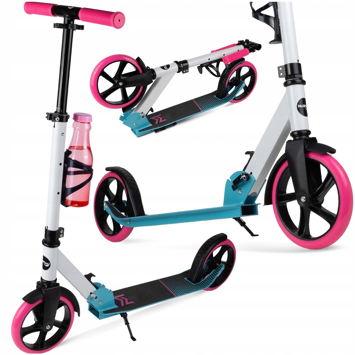 Hulajnoga Składana Duża Miejska Regulowana Z Paskiem Uchwyt Koła 200 ABEC-7