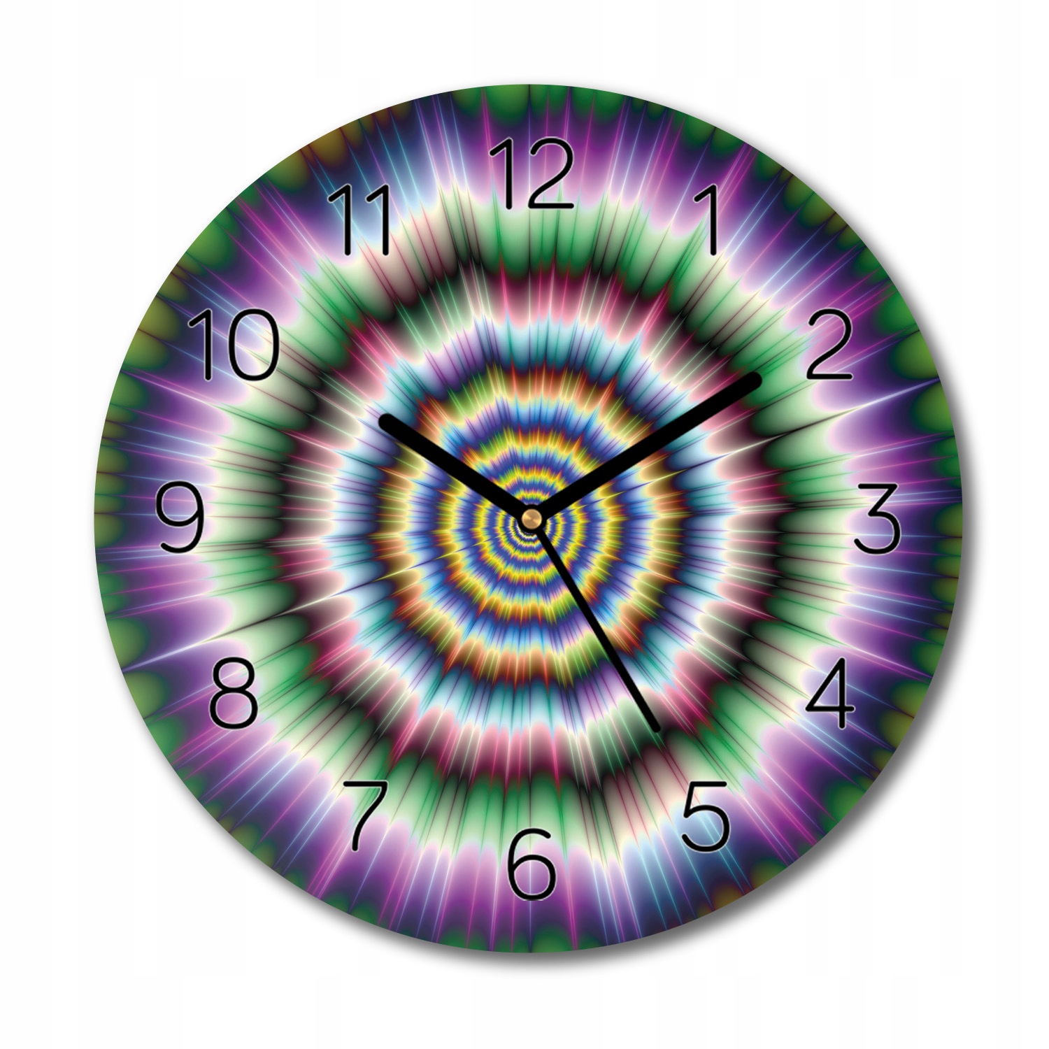 hodiny na skle Slunce iluze 3D do ložnice fi 30