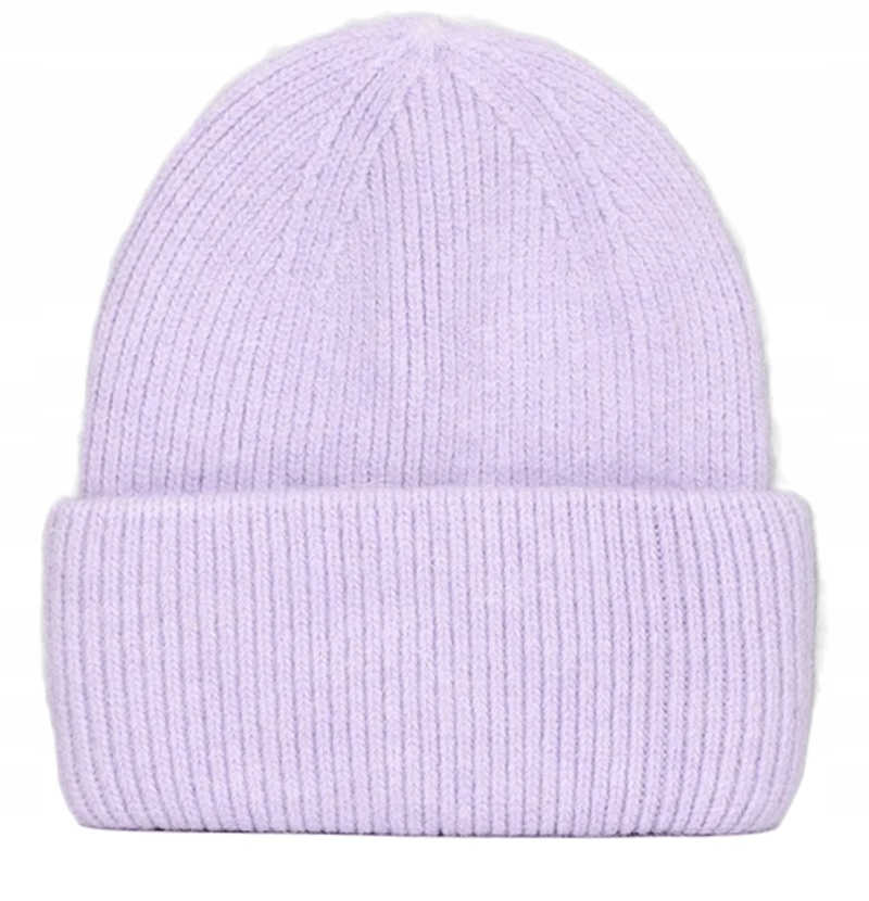 CZAPKA DAMSKA ZIMOWA GRUBA CIEPŁA MIĘKKA JASNY FIOLET ANGORA