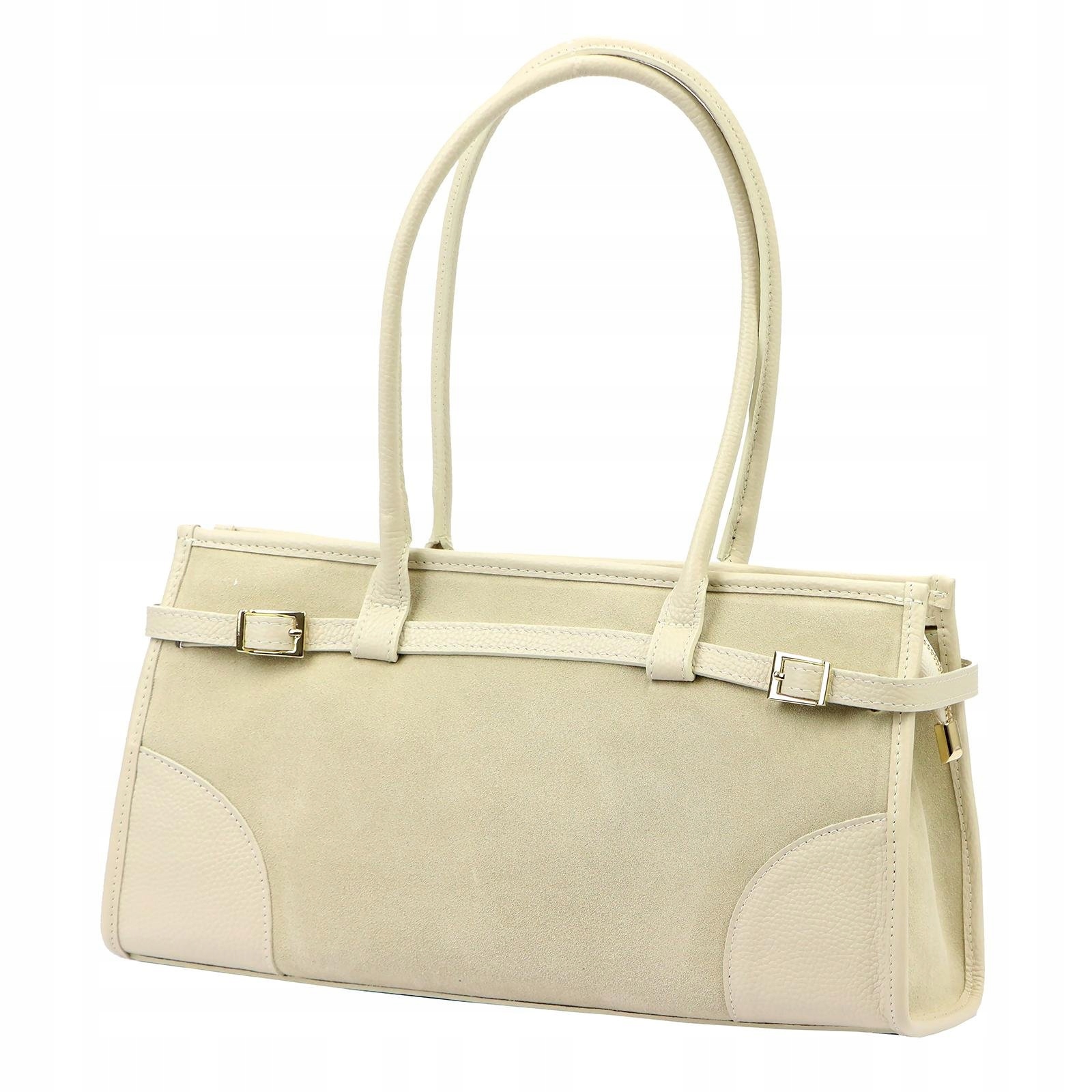 Dámská kožená béžová kabelka přes rameno Luka s popruhem