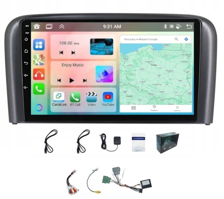 Rádio Navigácia Carplay Volvo S80 1998-2006 Wifi Android 4GB 64GB