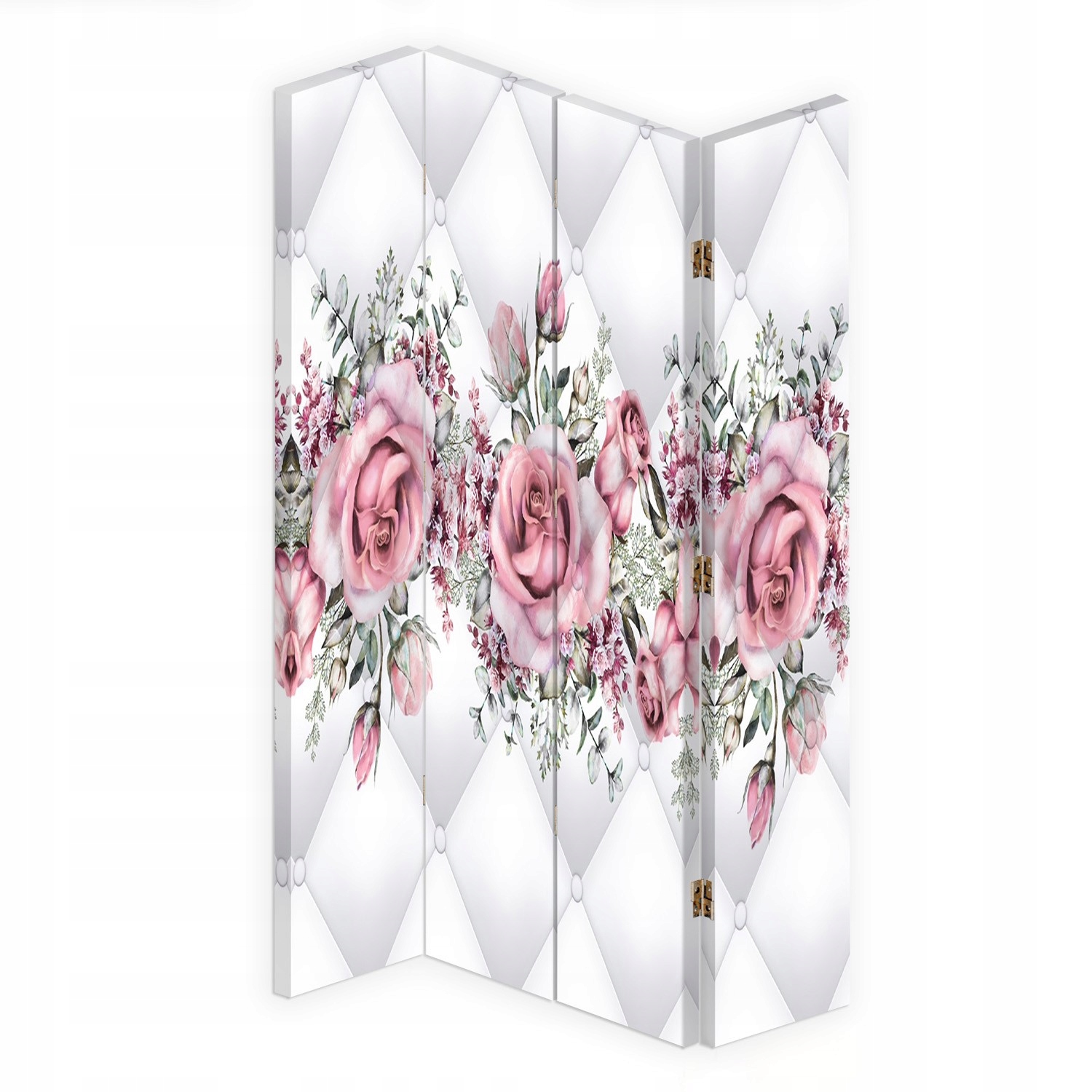 Paraván oboustranný otočný, Růže na prošívané textuře 145x170