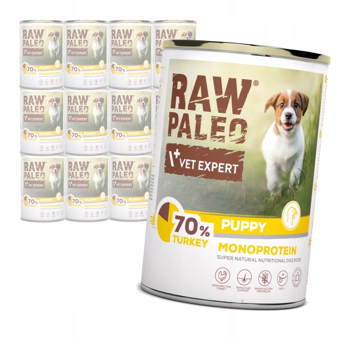 Vet Expert Raw Paleo Puppy Mono 12x400g Mokra Karma Dla Szczeniąt Indyk