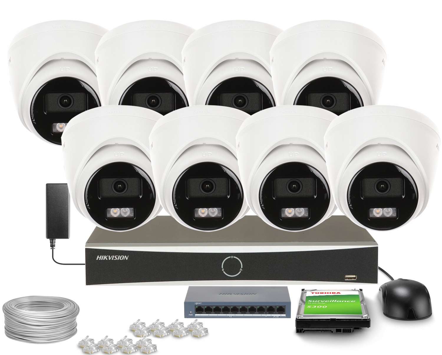 8x monitorovací set DS-2CD1383G2-LIUF/SL Smart Hybrid Light 4K