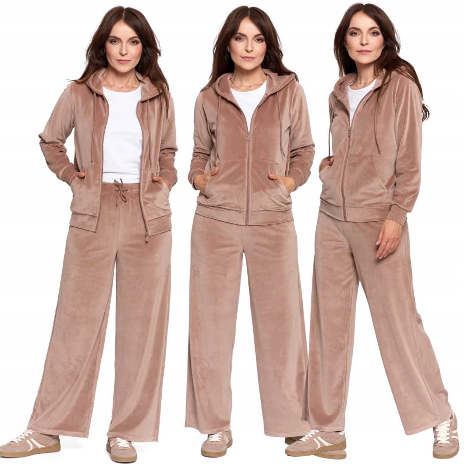 Velurová sada Dámská Rozepínací Mikina Kalhoty s vysokým pasem Moraj XXL