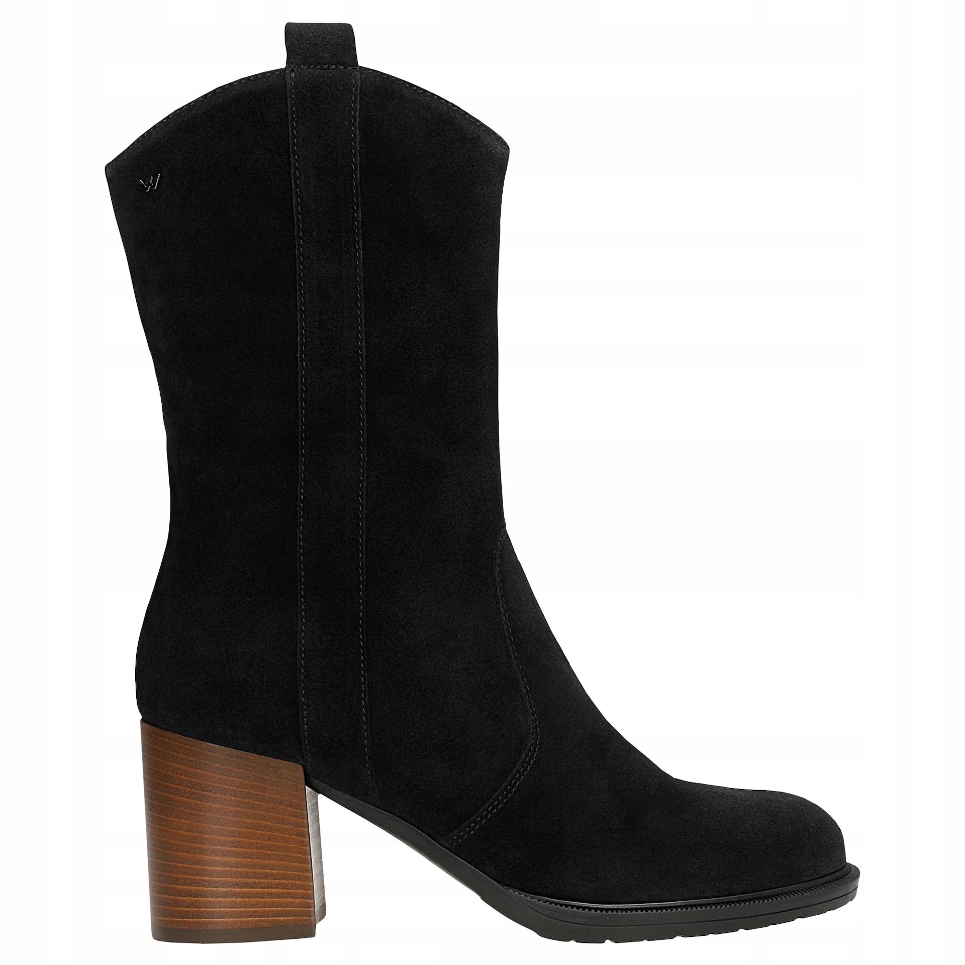 Černé vysoké dámské kotníkové boty s hnědým podpatkem vel. 38