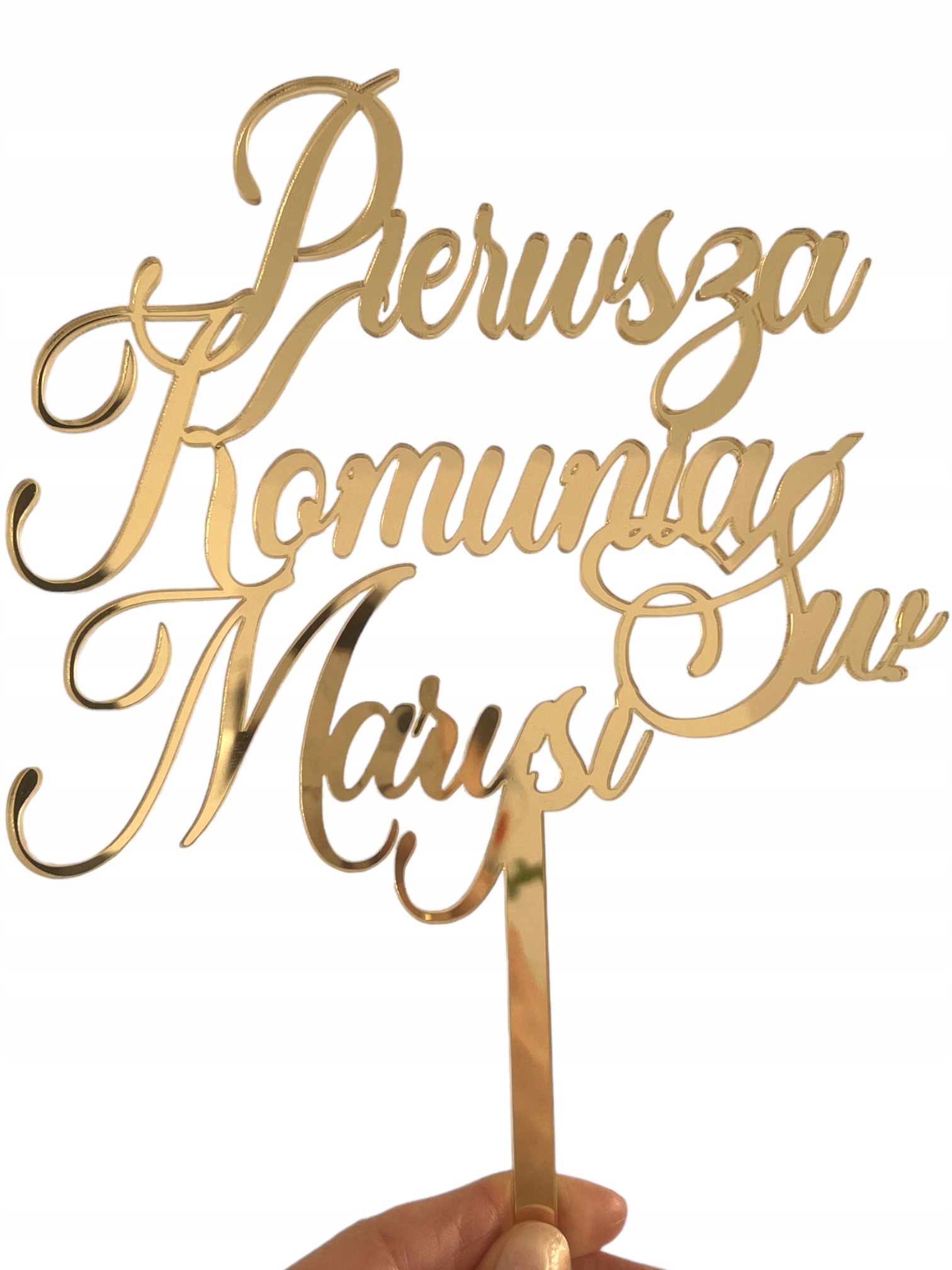 TOPPER PIERWSZA KOMUNIA SWIĘTA Z IMIENIEM ZŁOTY