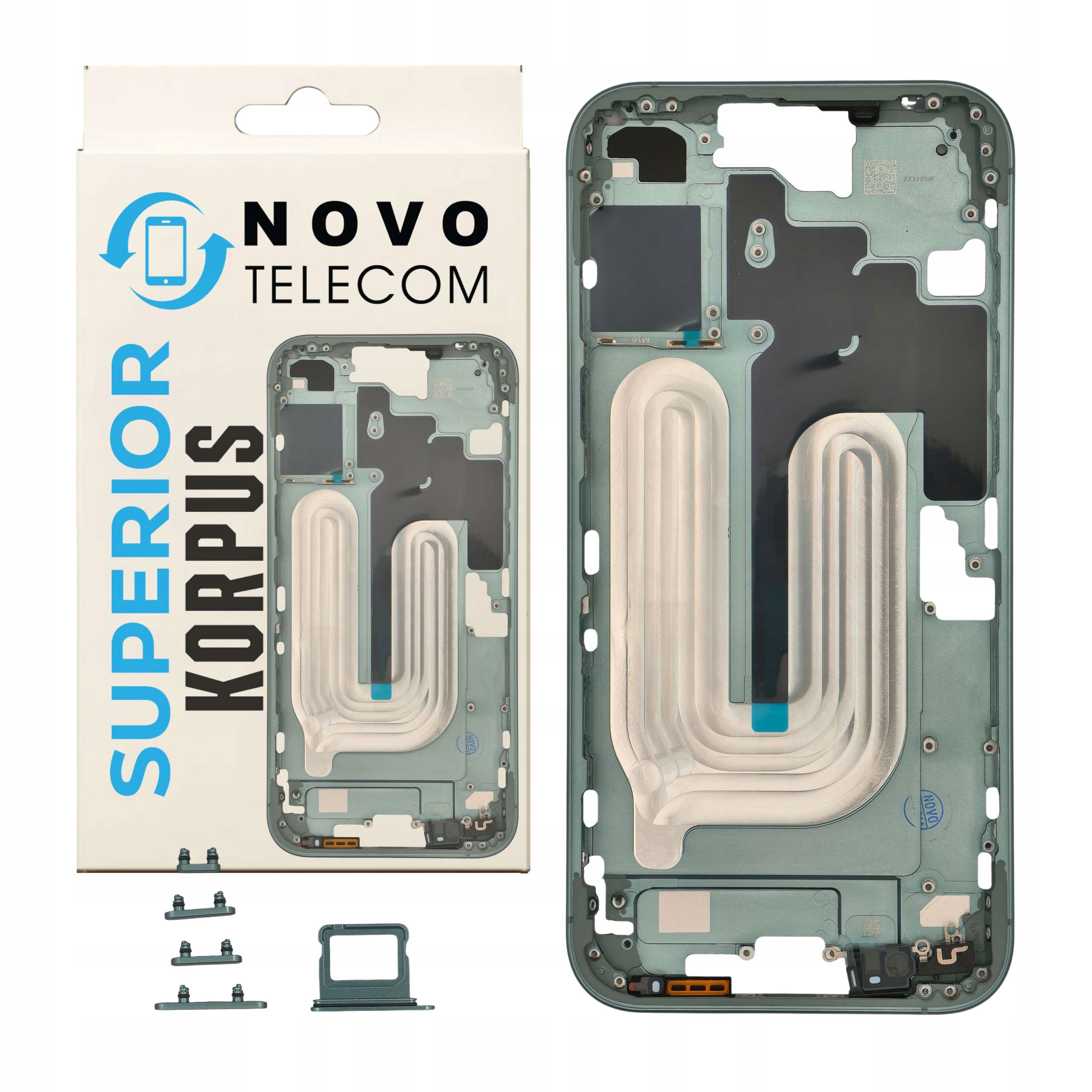 Tělo krytu telefonu pro iPhone 16 Plus Rámeček Kompletní zelený