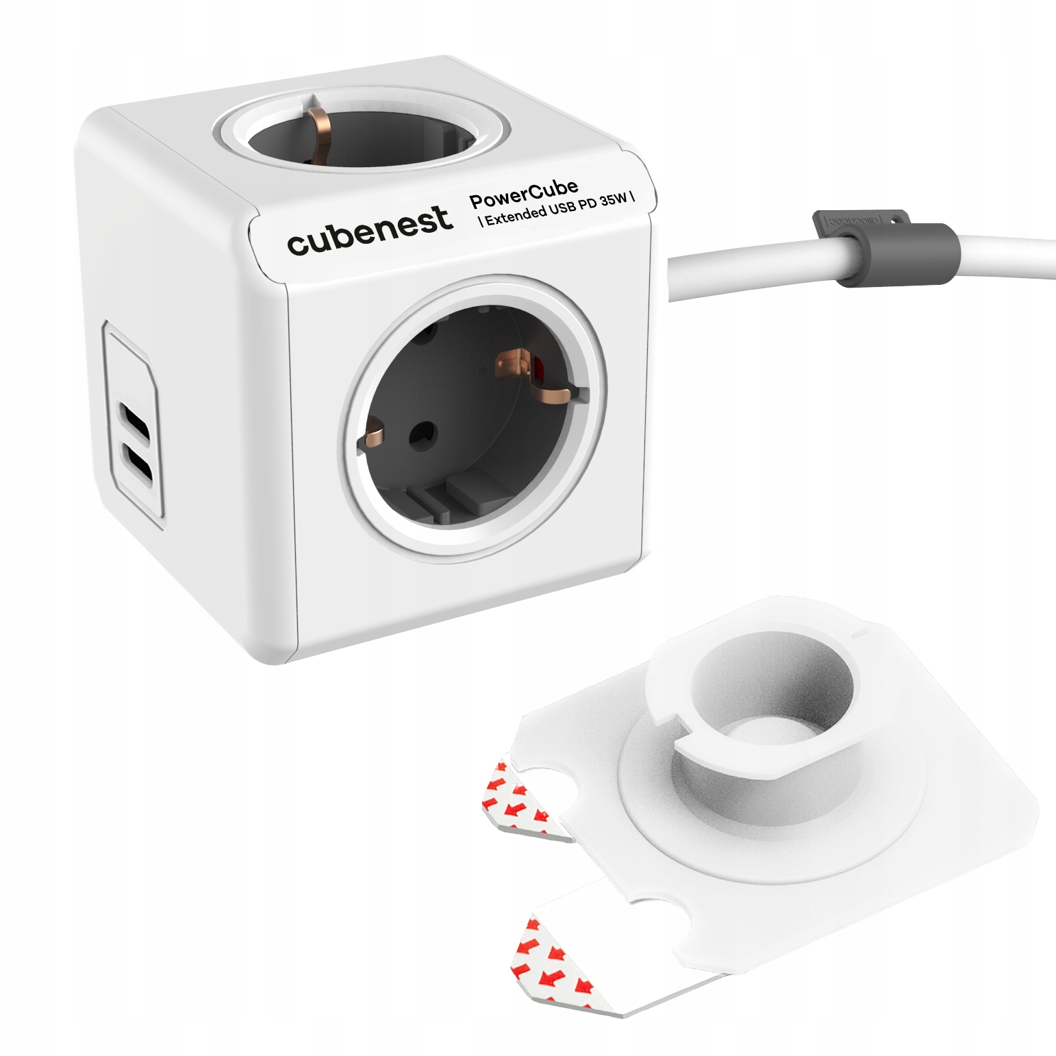 PowerCube Extended Usb C+C Pd 35 W 1,5 m 4 zásuvky typu F-schuko šedá