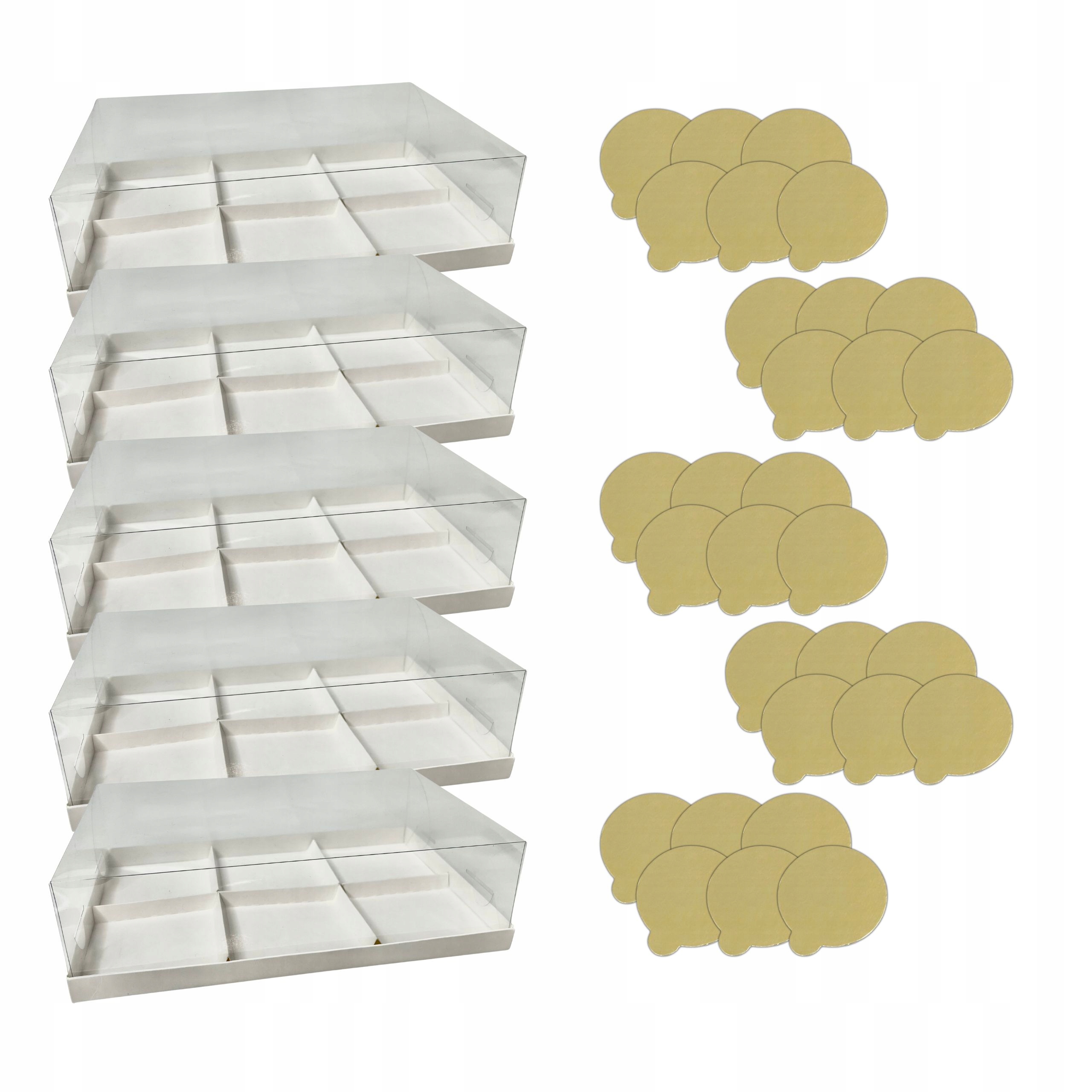 Levně Set Krabička na 6 monoporcí 29x19x8 cm bílá Podložky banketové Zlaté