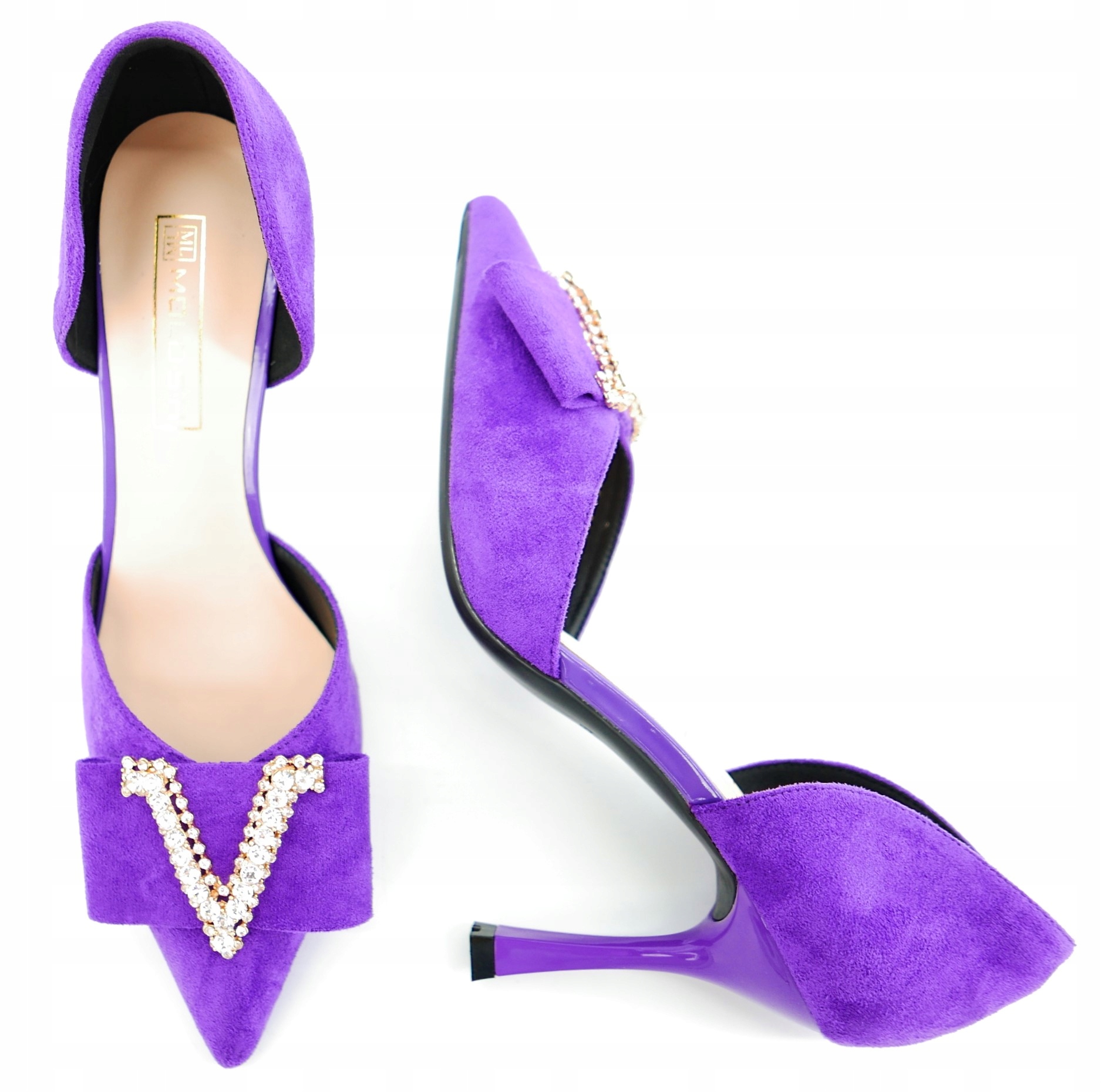 MOLO FIOLETOWE ZAMSZOWE SZPILKI Z OZDOBĄ R37