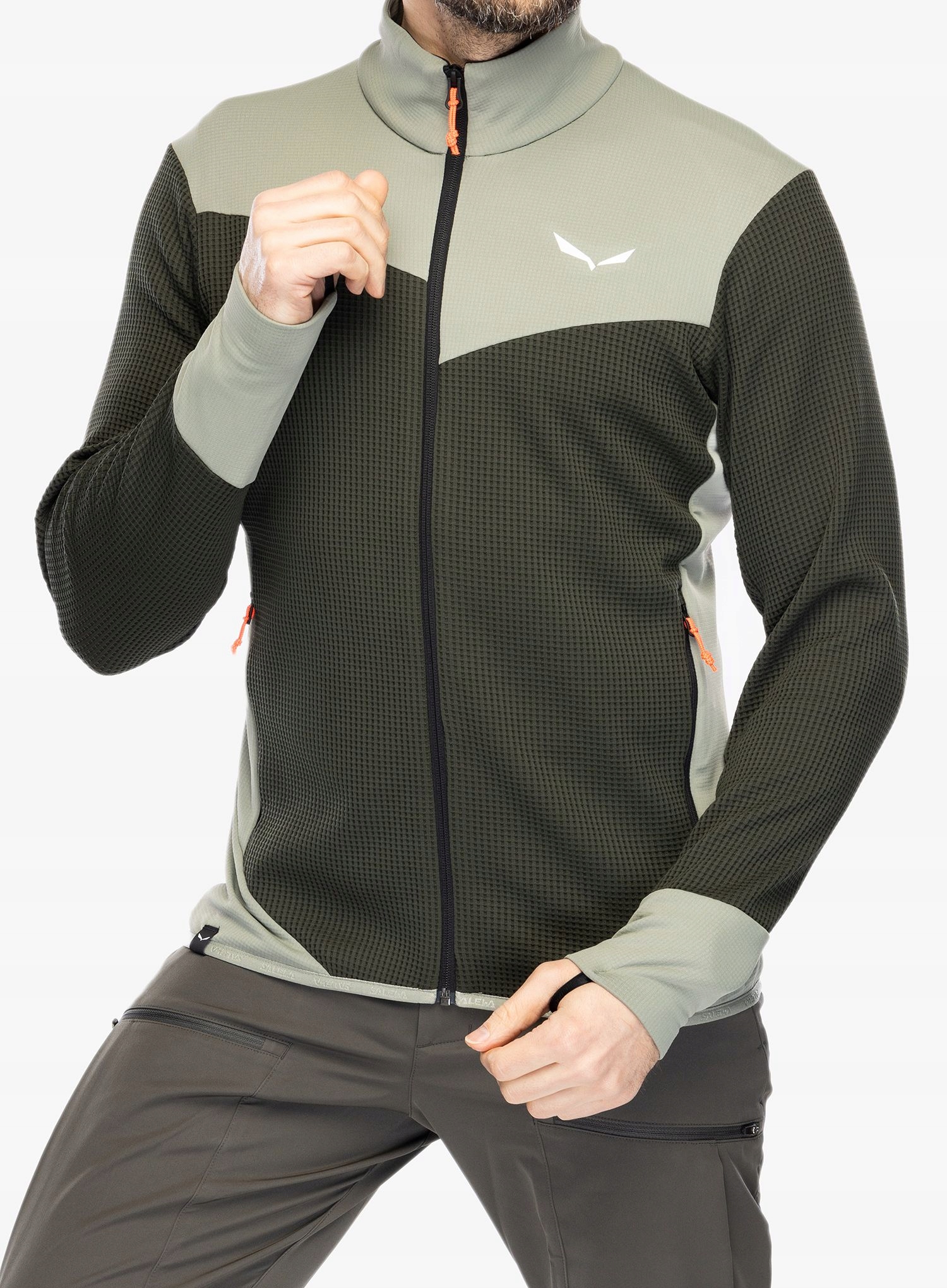 Mikina fleecová Salewa Puez Waffle Hyb Pl Jacket olivová/shadow S