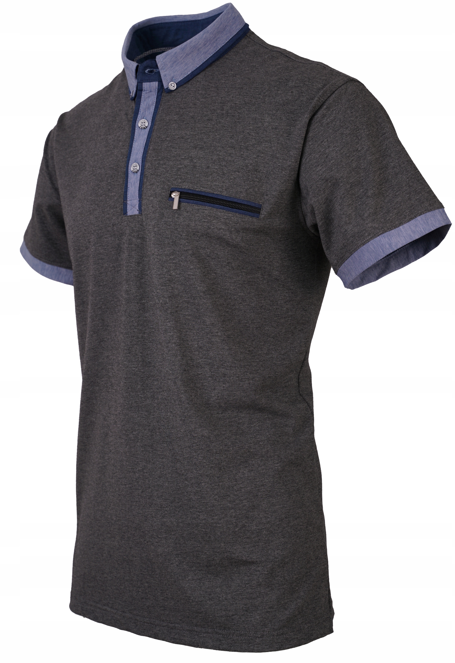 

Tshirt Polo Koszulka Szara Kołnierzyk Duża 5XL