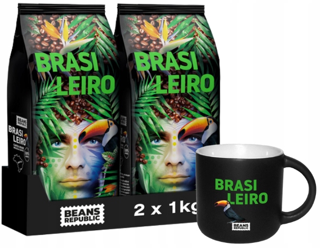 Levně Set Káva zrnková Beans Republic Brasileiro 2x1 kg hrnek Bonus