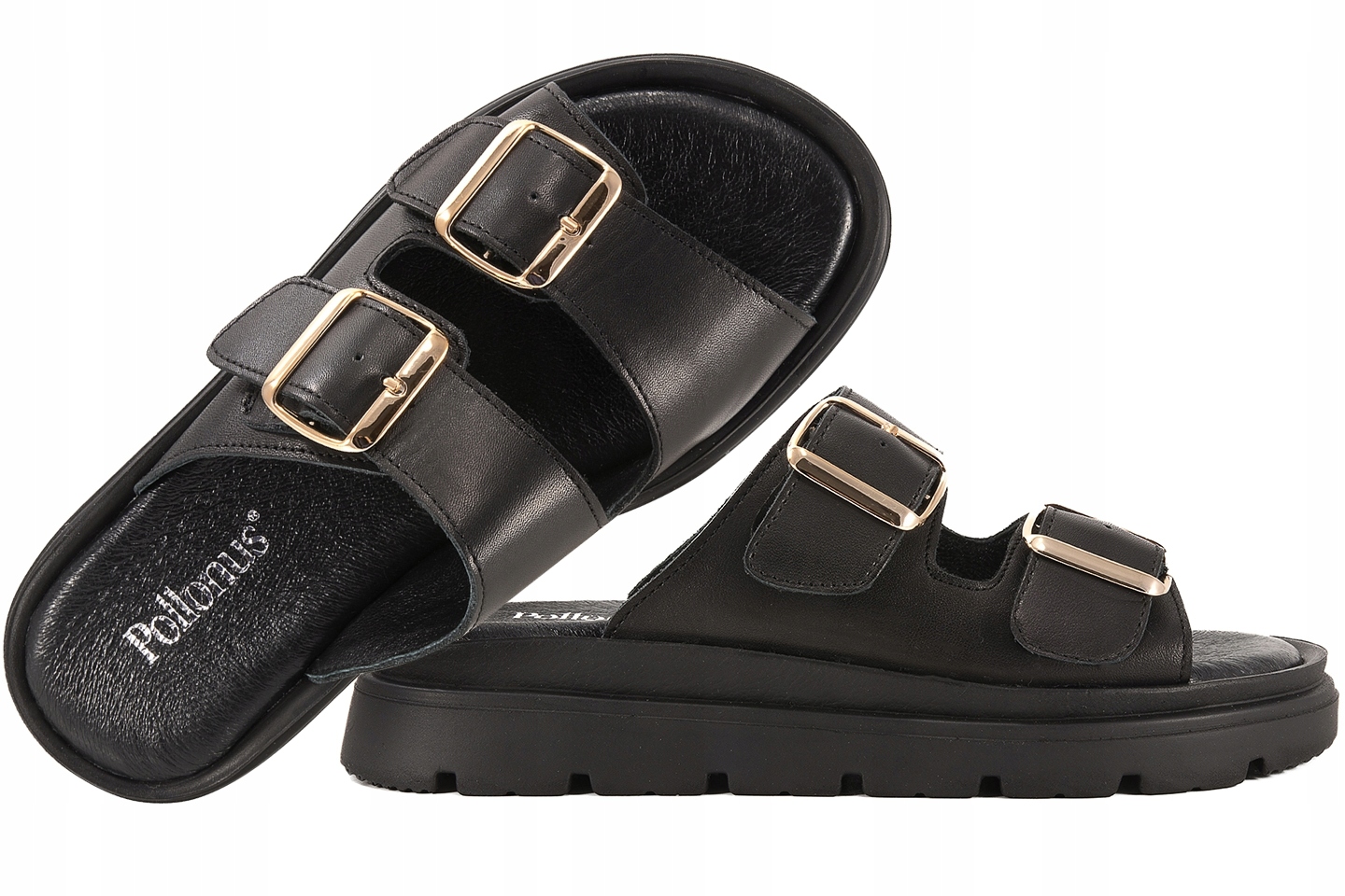 Pollonus 1750 Dámské Kožené Nazouváky Komfort Na Platformě 37 Černá