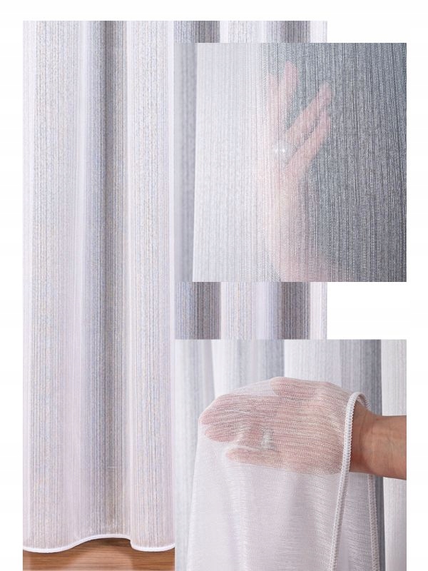 Záclona Záclona Elegantní Bílá Obývací pokoj s páskou Wave a olověnkou š.300x160