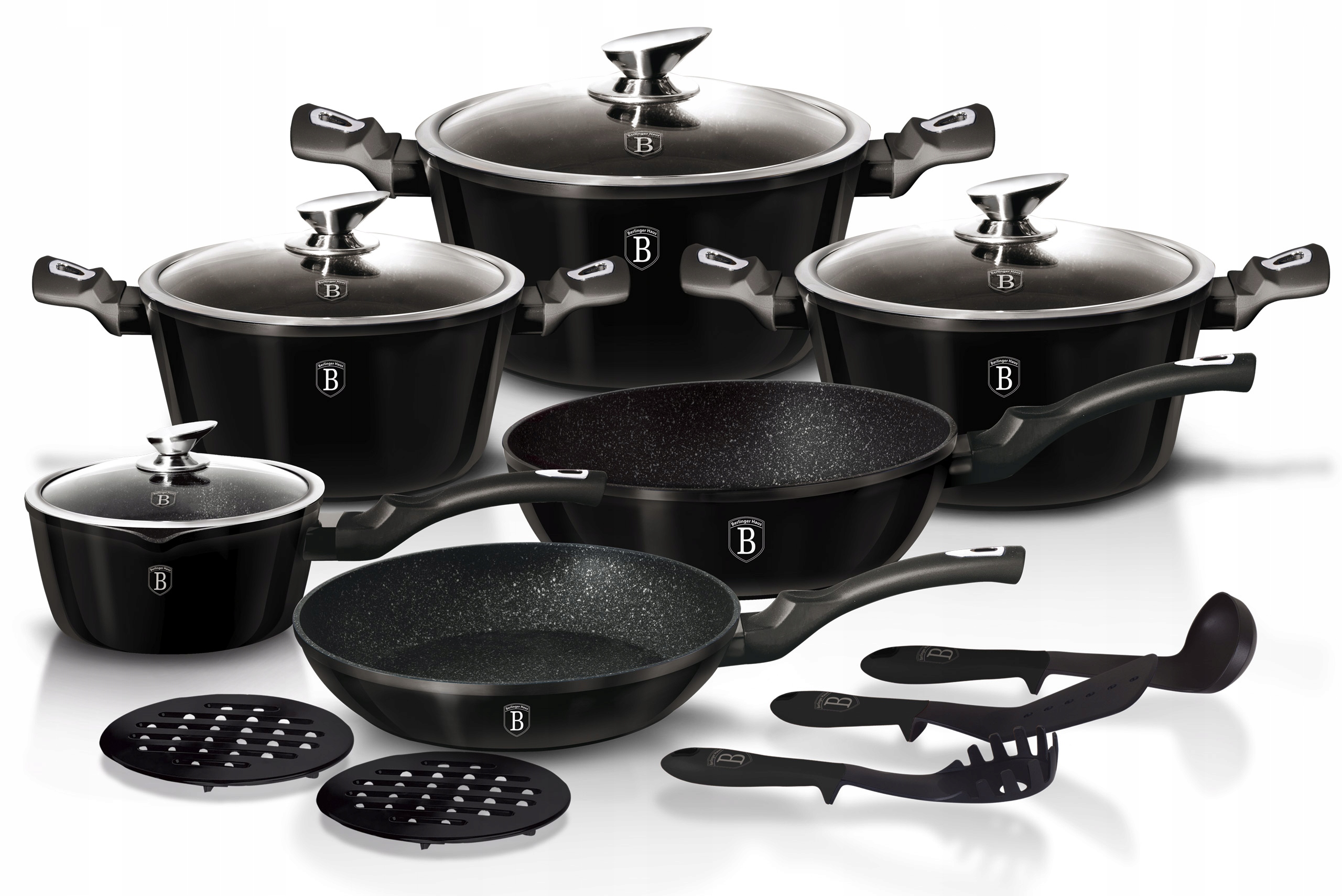 Zestaw garnków Berlinger Haus 15 el. BH-1664 Kolor czarny