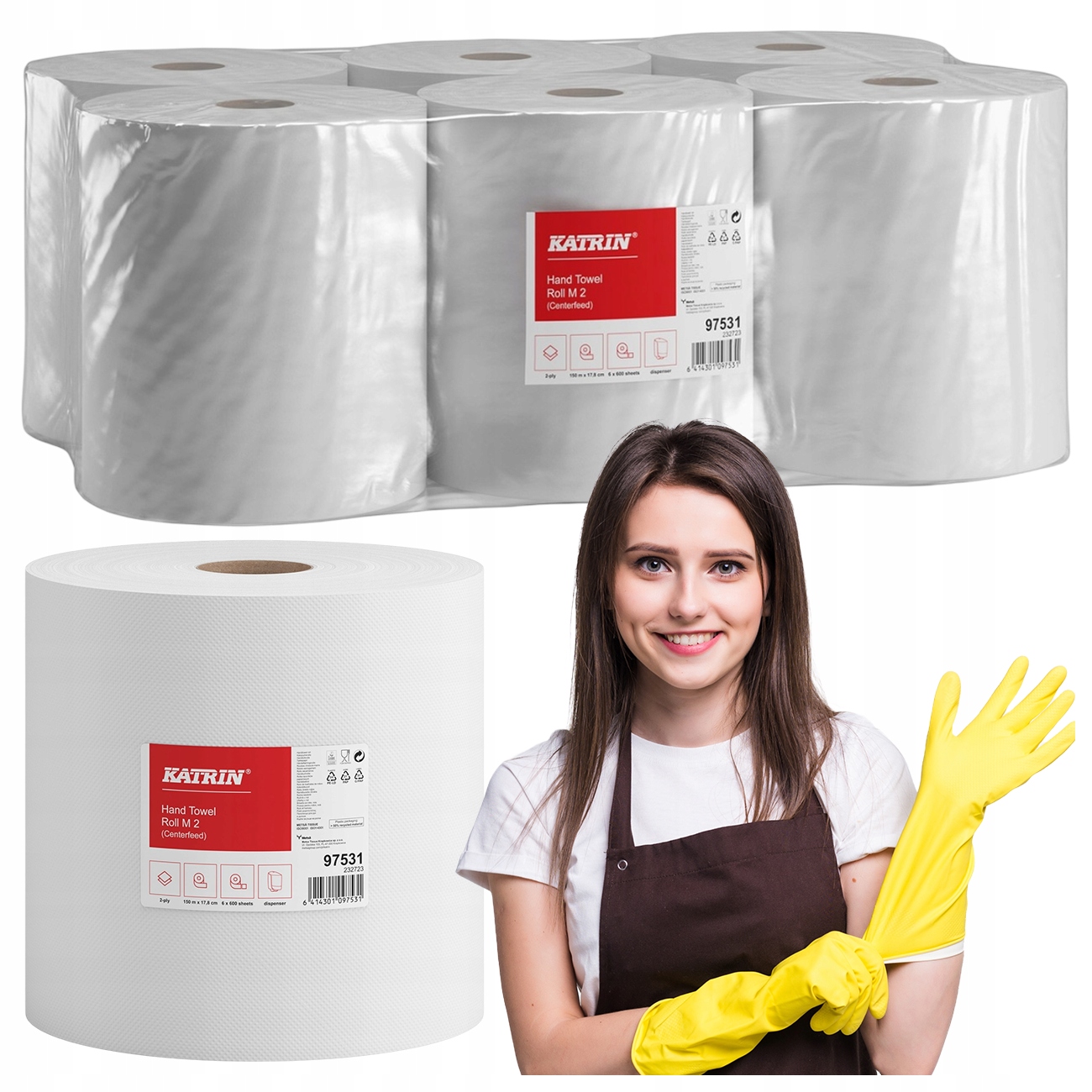 Katrin M2 97531 Ręcznik Papierowy W Rolce 2-WARSTWOWY Biały 150m 6 Rol.