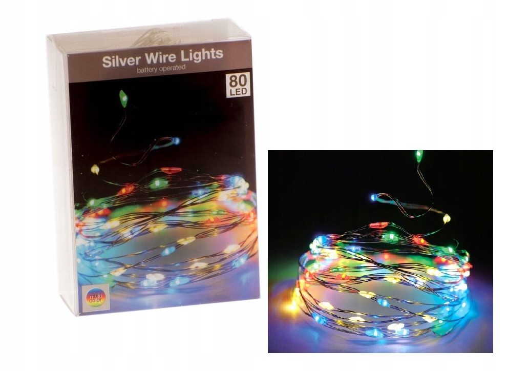 LAMPKI CHOINKOWE LED 4m na baterię kolorowe Drucik