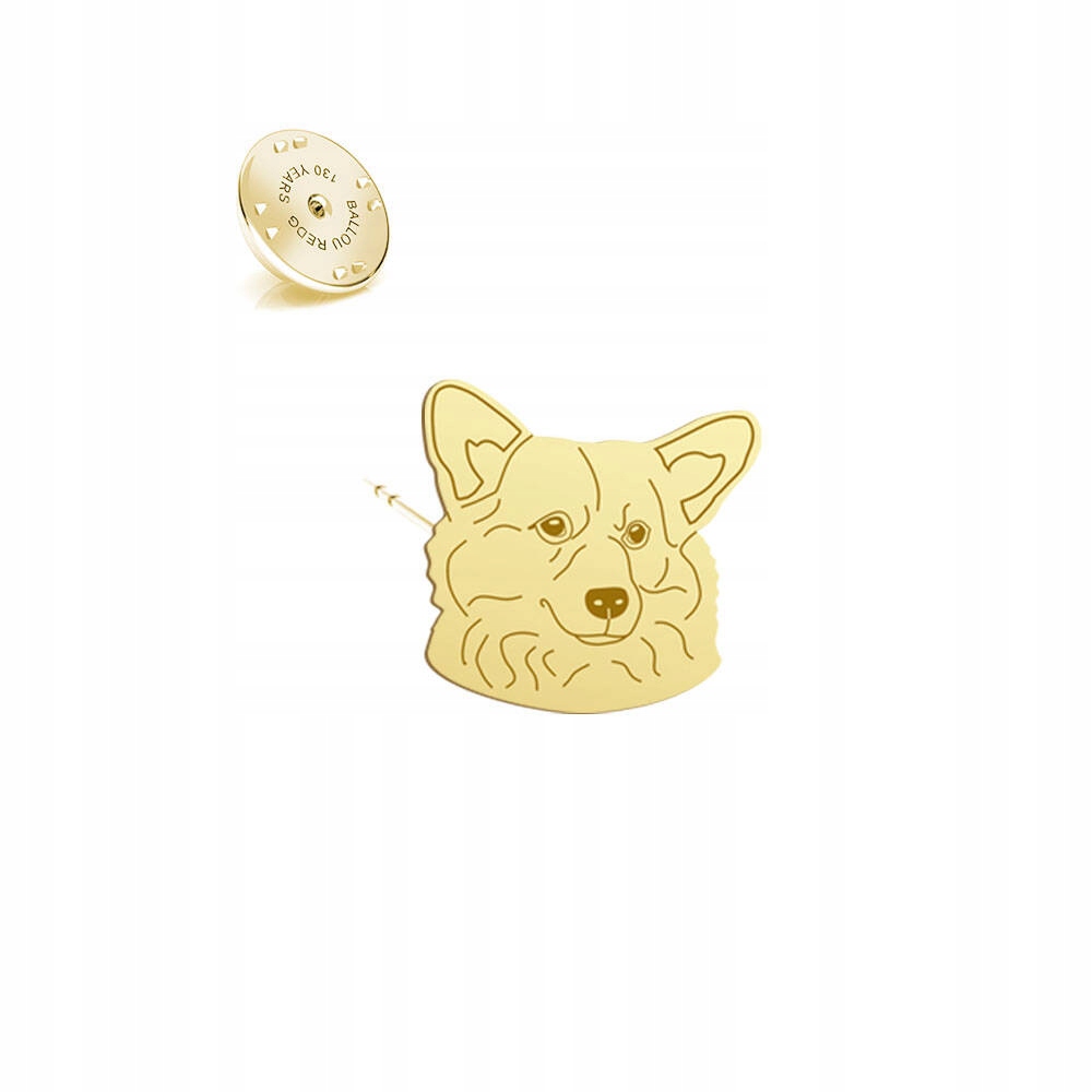 Odznak z Welsh Corgi Pembroke Stříbro 925 Dárek Žena Dedikace