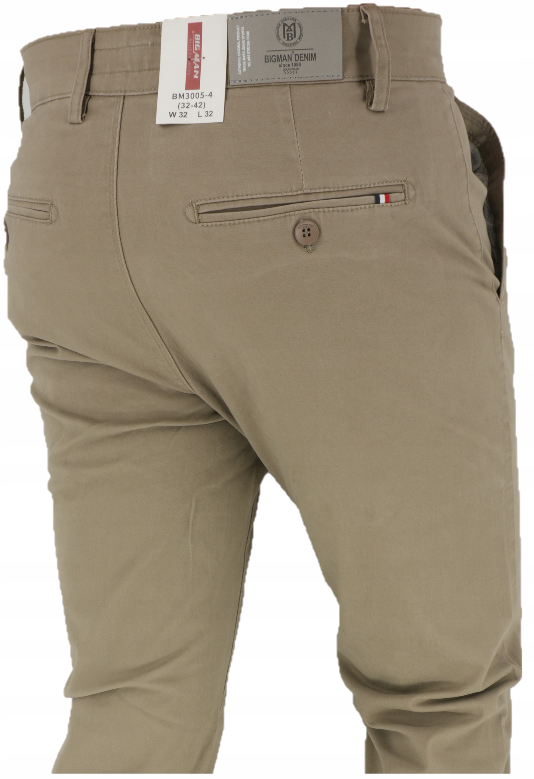 Spodnie Męskie w kolorze ciemny Beż BM3005 do182 wzrostu L32 W32