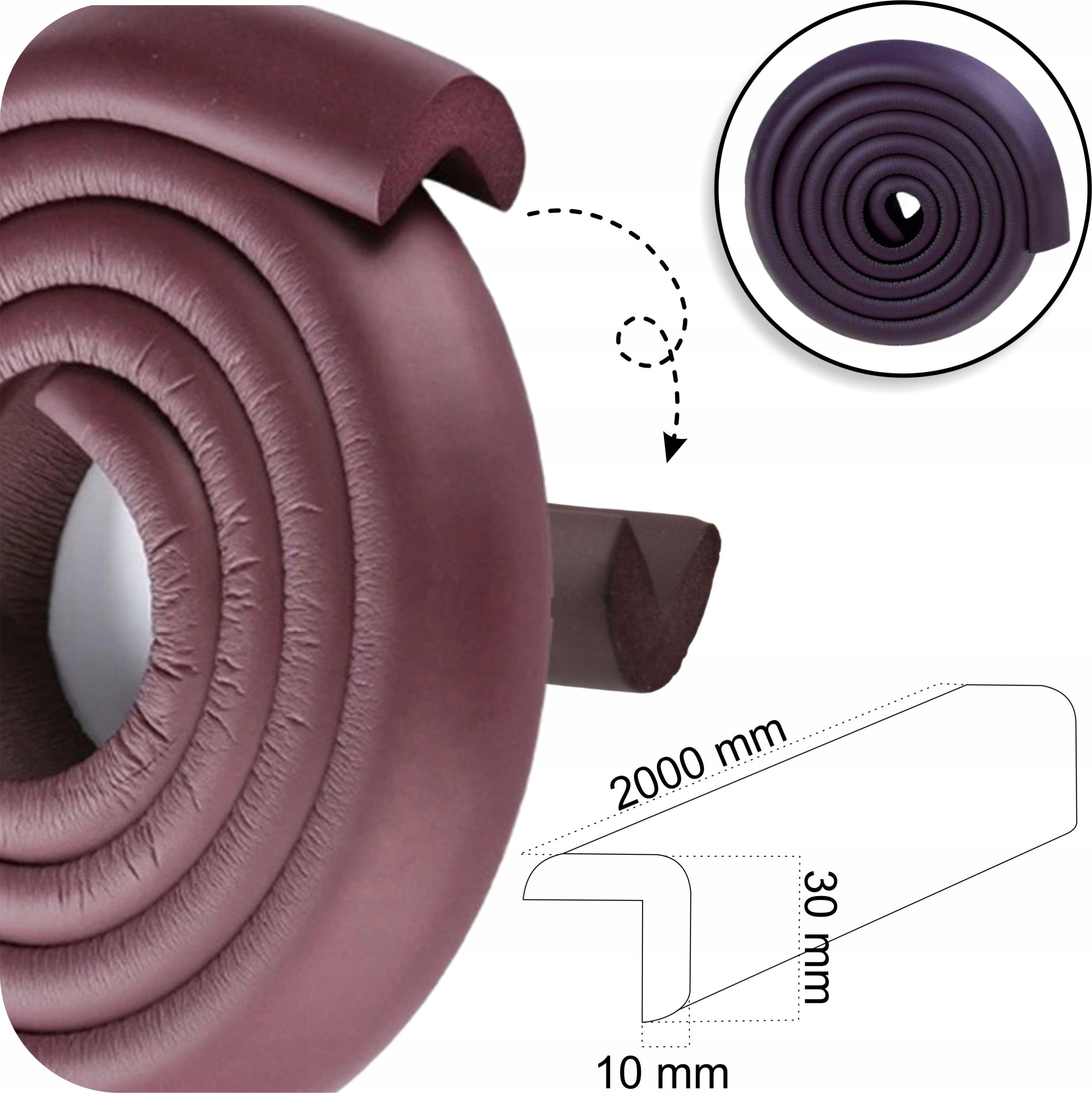 TAŚMA PIANKOWA TAŚMA ZABEZPIECZAJĄCA NA NAROŻNIKI ROGI 200 CM KASZTANOWA Marka inna