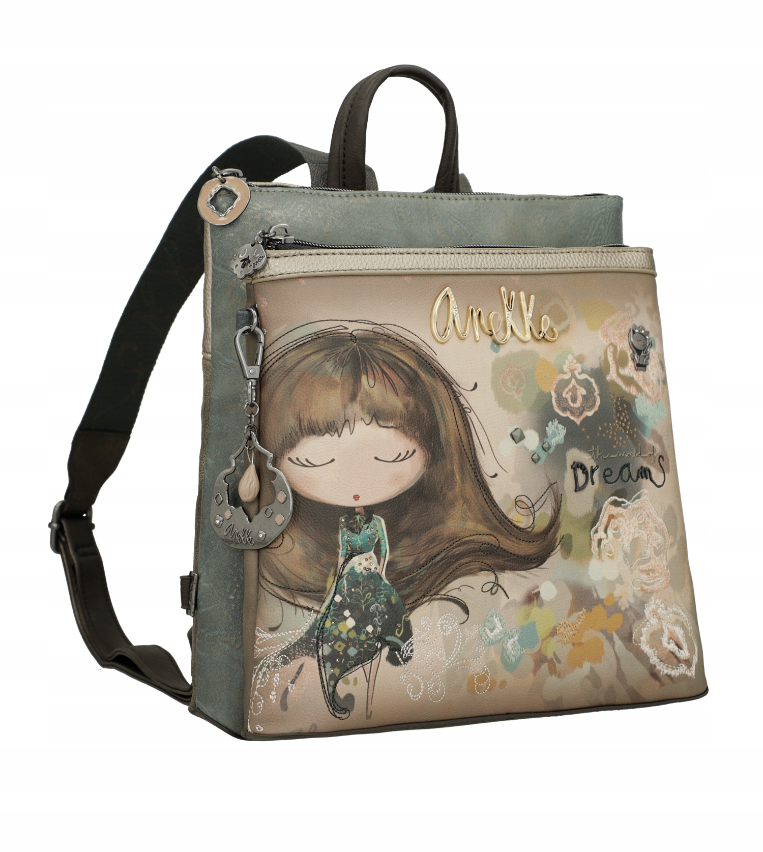 Anekke plecak damski miejski Brelok Kamienie backpack Real