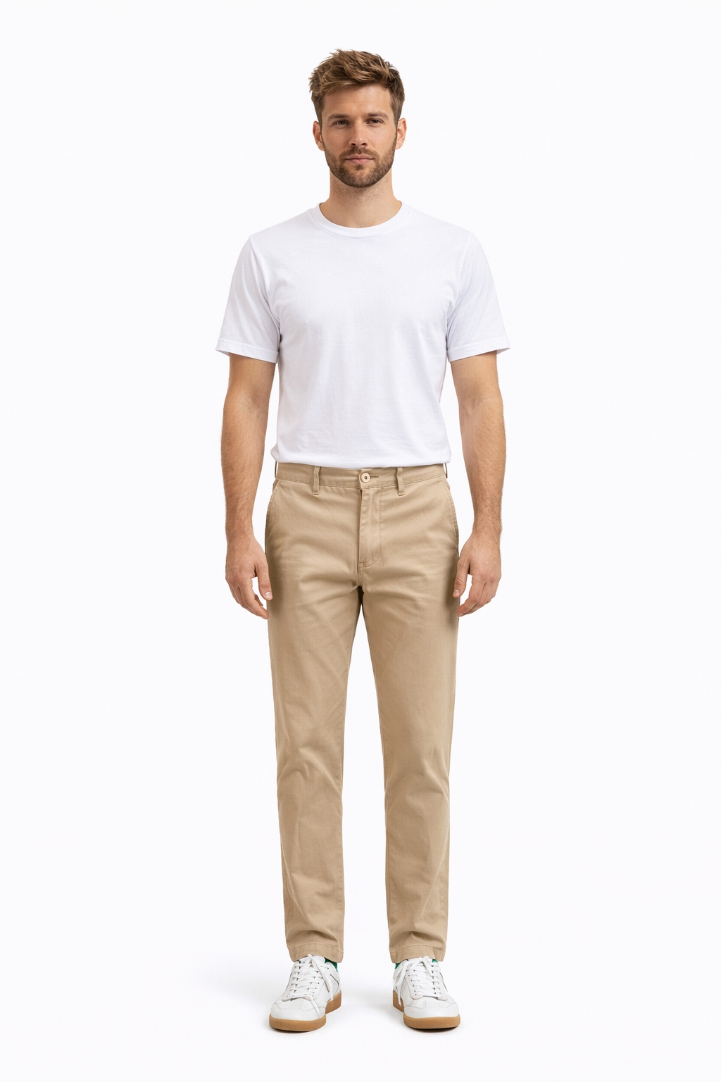 Pepe Jeans Béžové Chinos Kalhoty Se Zipem A Páskem Bavlna 33 I3D