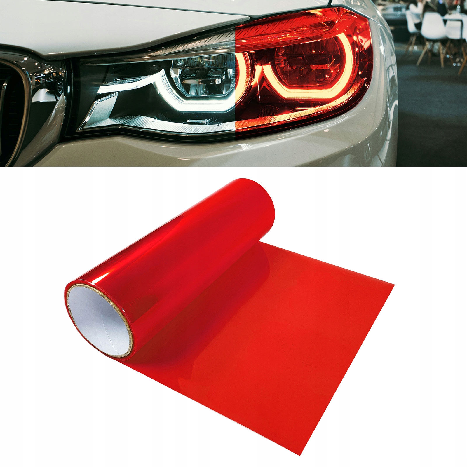 Červená Samolepicí Fólie pro zakrytí světlometů automobilu a motocyklu