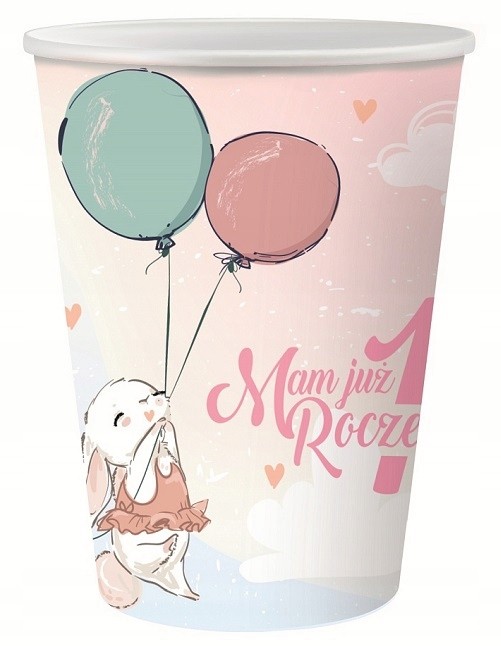 KUBECZKI NA URODZINY MAM JUŻ ROCZEK KRÓLICZEK 6SZT