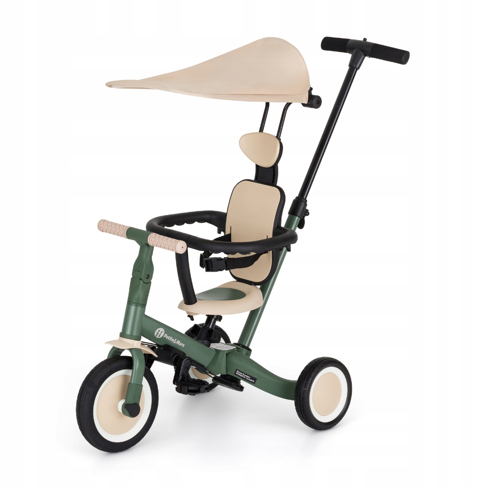 Petite&Mars Wielofunkcyjny rowerek trójkołowy 5w1 Turbo Plus Green