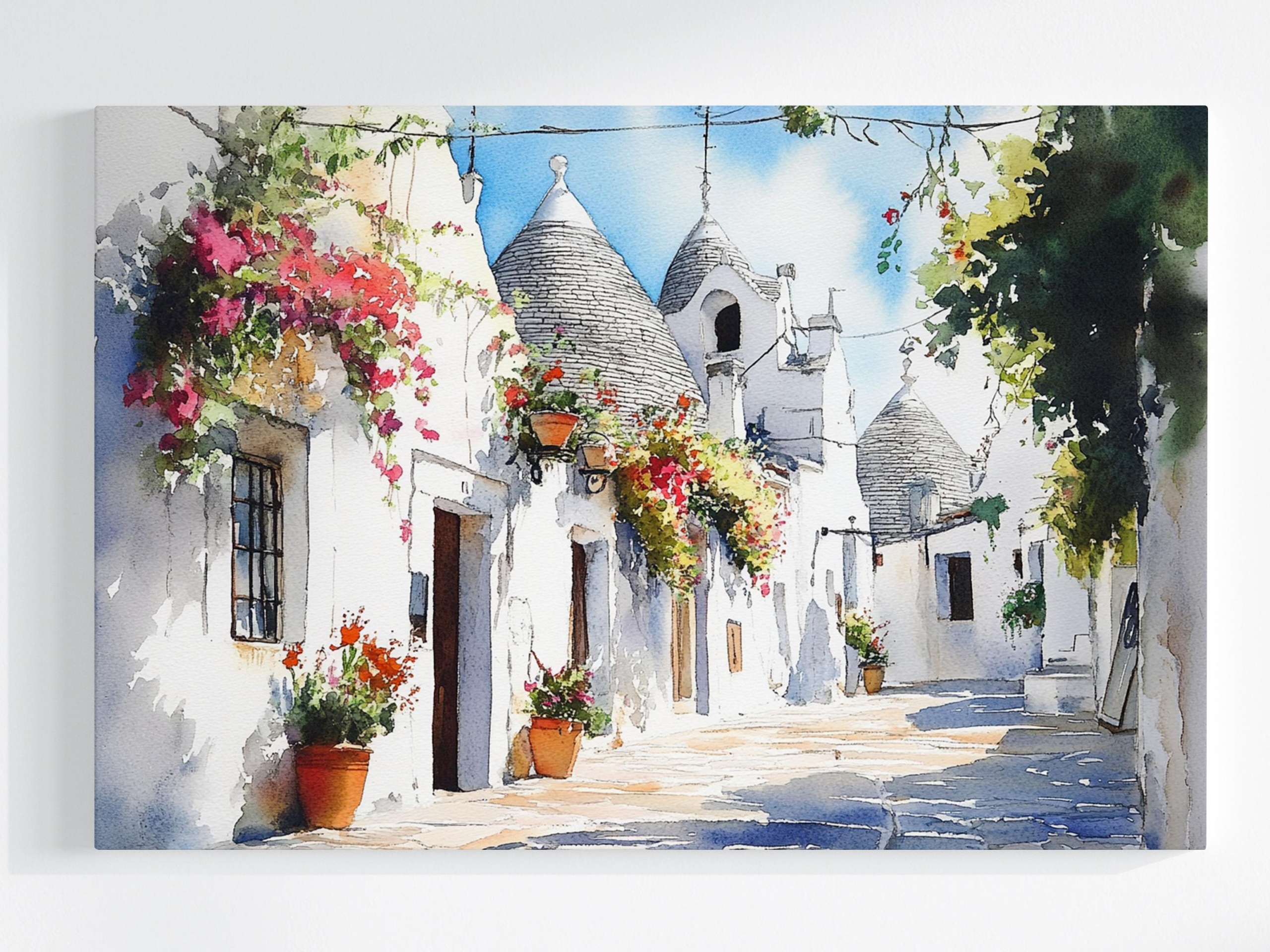 Obraz Na Plátně Canvas Itálie Apulia Alberobello Domky Trulli Pohled 120x80