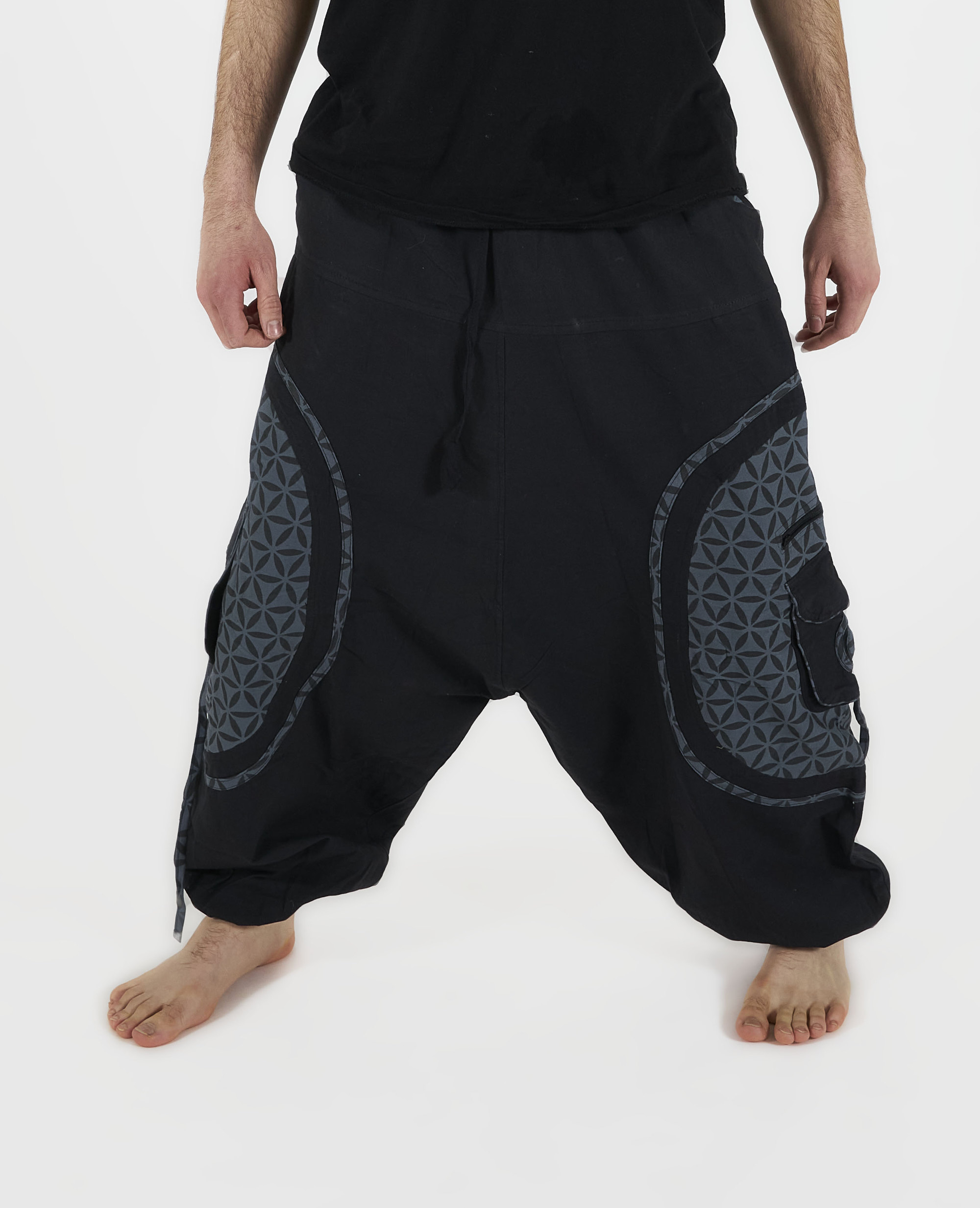 Šedé bavlněné harémky aladinky kapsáče baggy kalhoty *pro Vysoké!