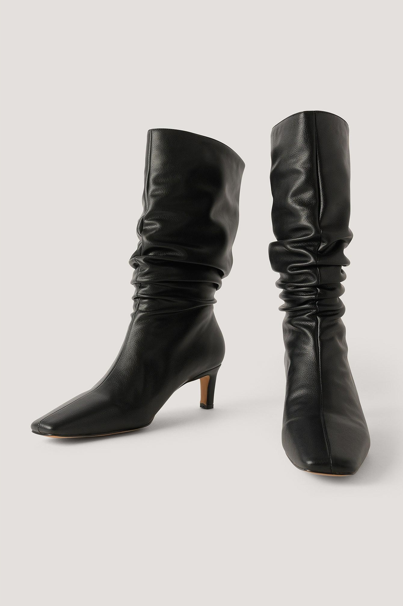 Na-kd Černé Kozačky Na Podpatku, Velikost 39