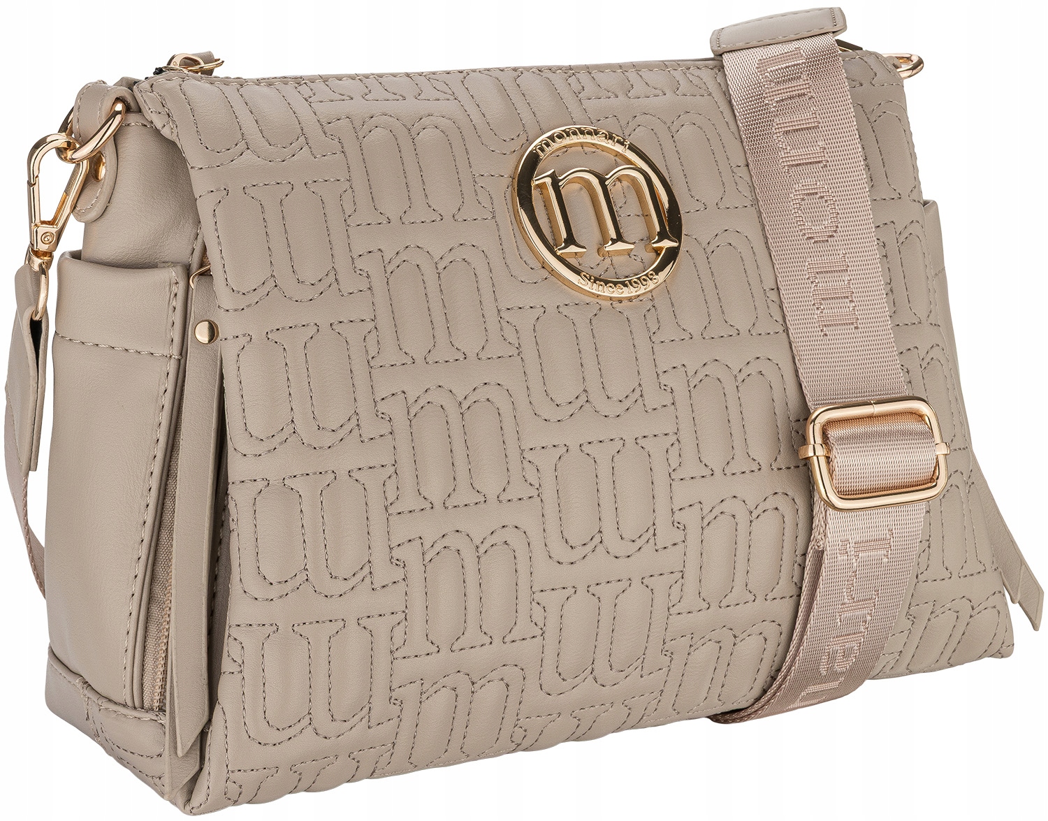 Monnari Torebka Damska Beżowa Nude Listonoszka Regulowany Pasek Premium