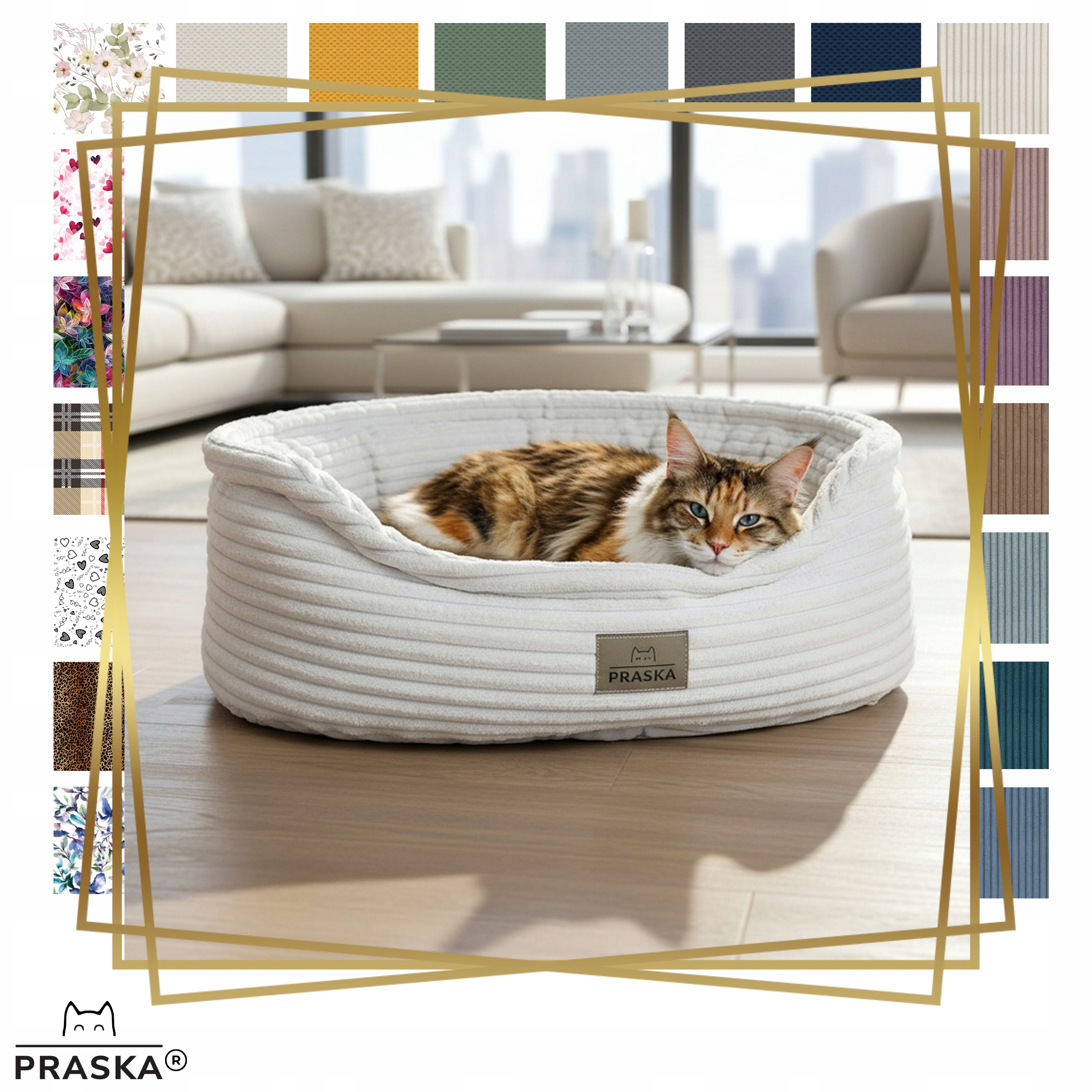 Levně Praska Luxusní pelíšek pro pro kočky psa Hugo 65x45 cm, Výběr Barev Premium