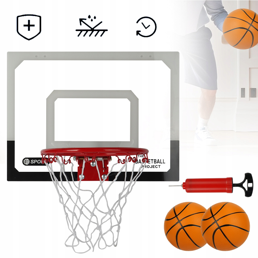 Basketbalová Deska Koš Štít Na Dveře 2 Míčky Pumpa Sada