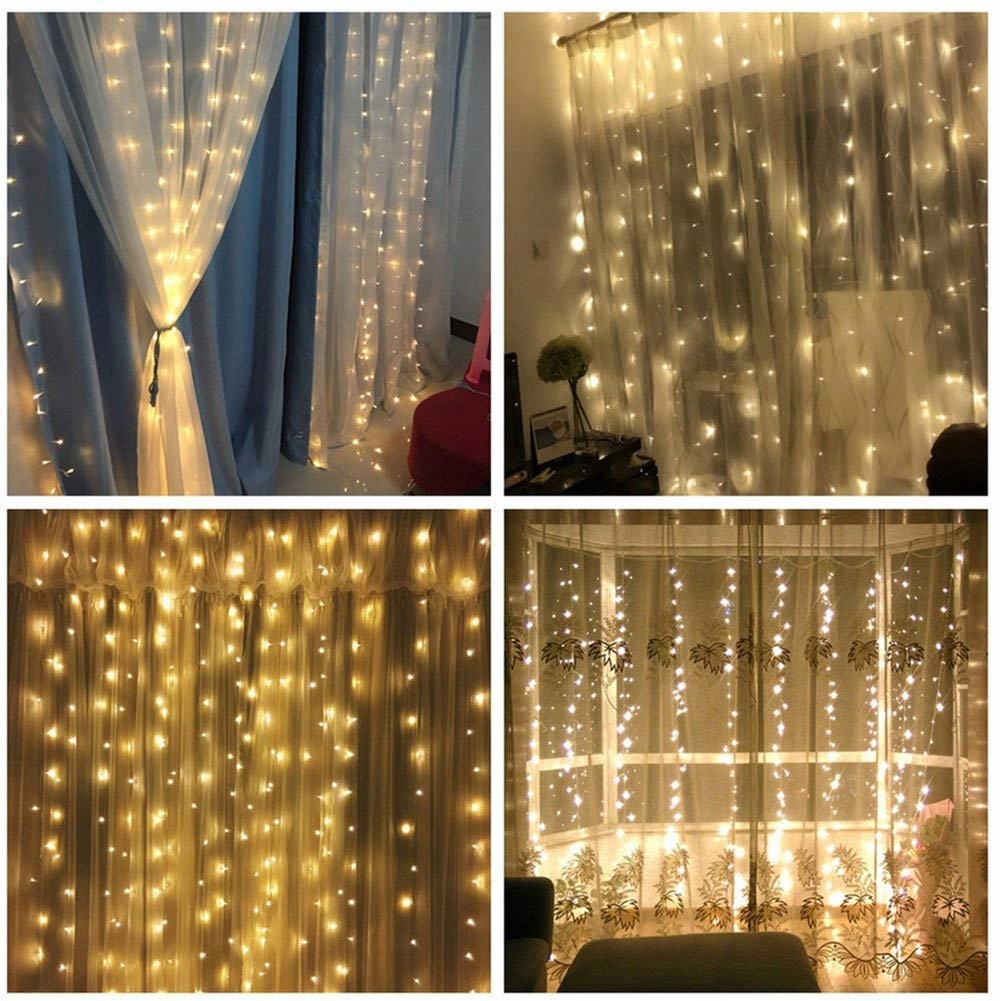 Kurtyna Świetlna Lampki Dekoracyjne Do Sypialni 6x3M 600 LED — miniatura 5