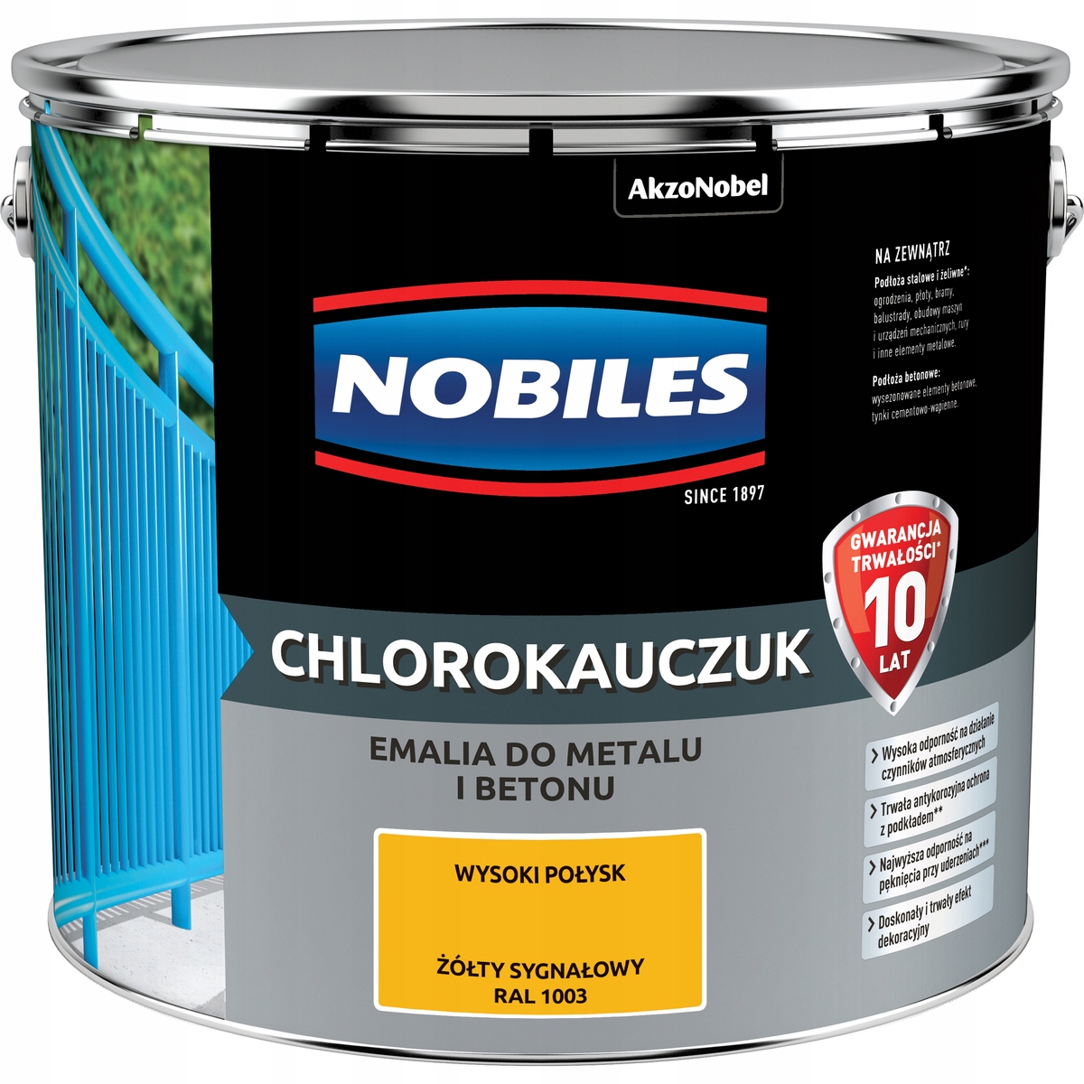 Nobiles Farba Chlorokauczukowa Chlorokauczuk 10L Żółty Sygnałowy Ral 1003