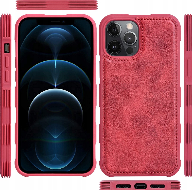 Plecki skórzane iPhone 12/iPhone 12 Pro czerwony